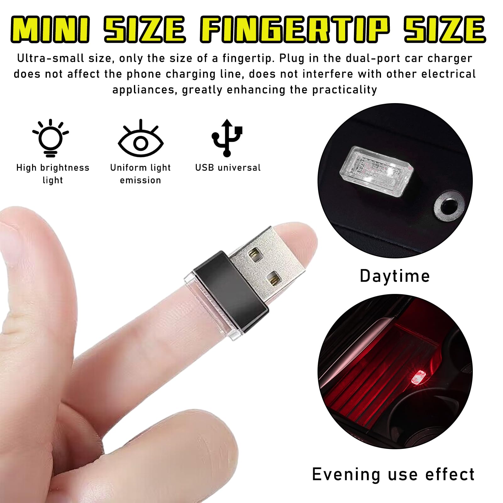 Augeny Usb Led Car Interior Atmosphere Lamp Kit - 4 Pcs, Portable Ambient Lighting, Blue+Ice Blue+Red+Purple