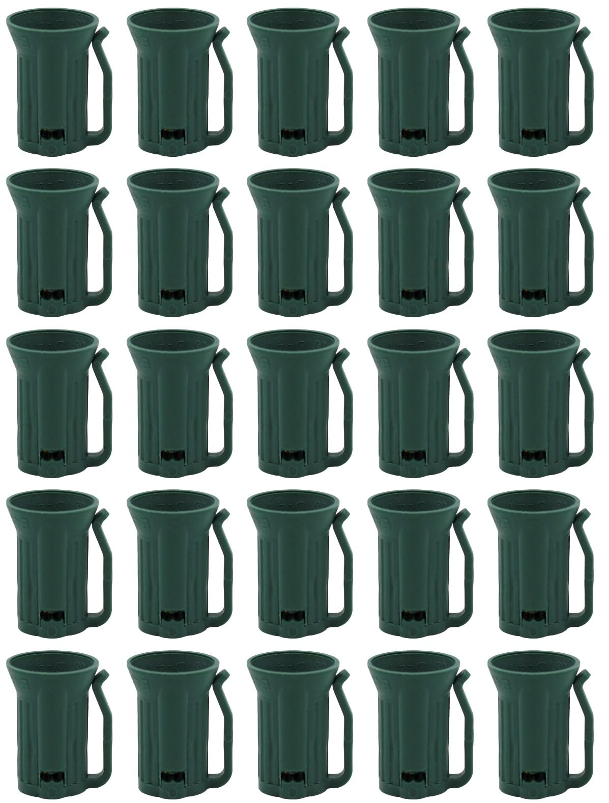 Projectpak C7 Replacement Sockets for Christmas Lights - 25 Pack, Green, Compatible with SPT-1 Wire Strings, Model 10027