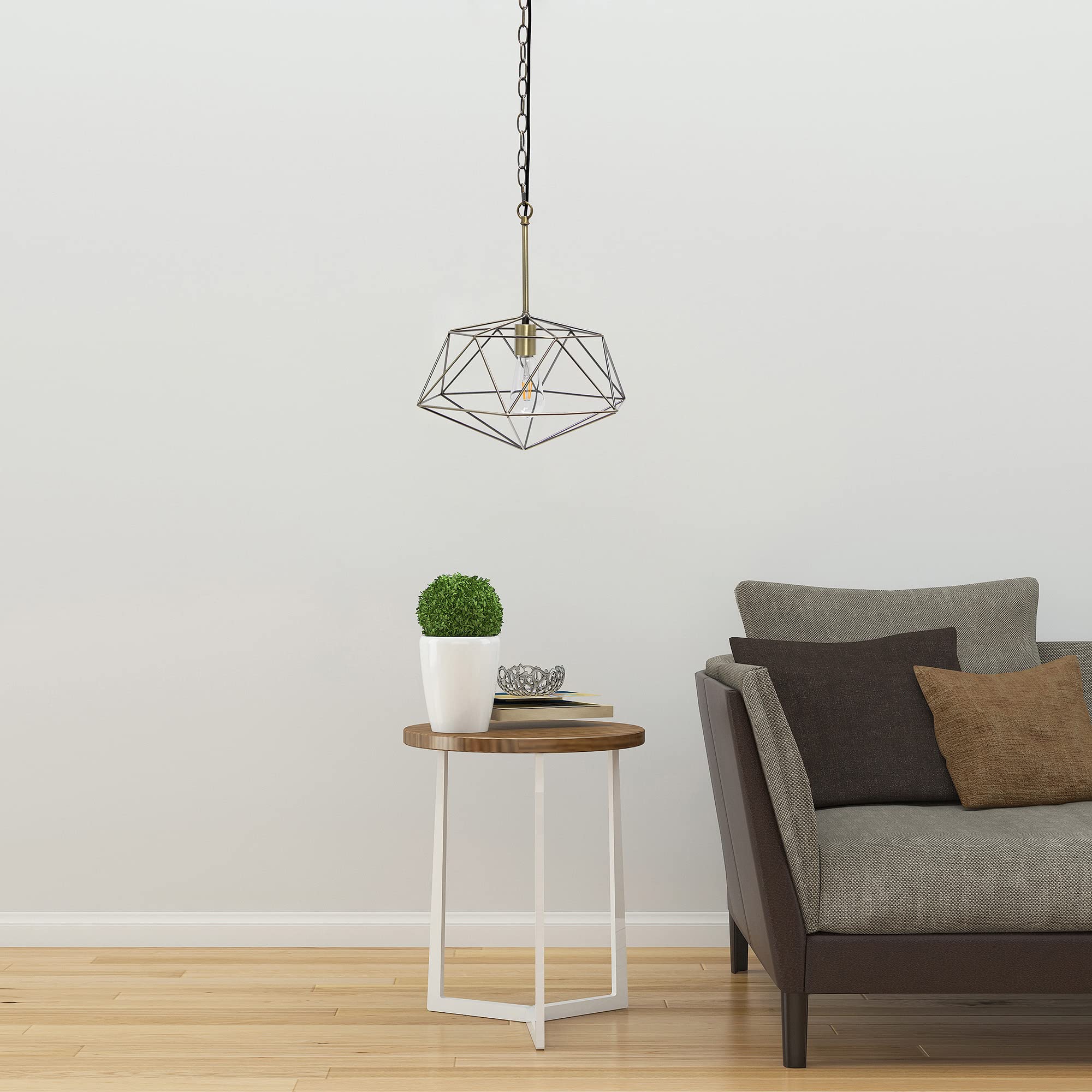 Lalia Home Modern Indoor Home/Office Bright 1 Light 16 Modern Metal Wire Paragon Hanging Ceiling Pendant Fixture - Antique Brass