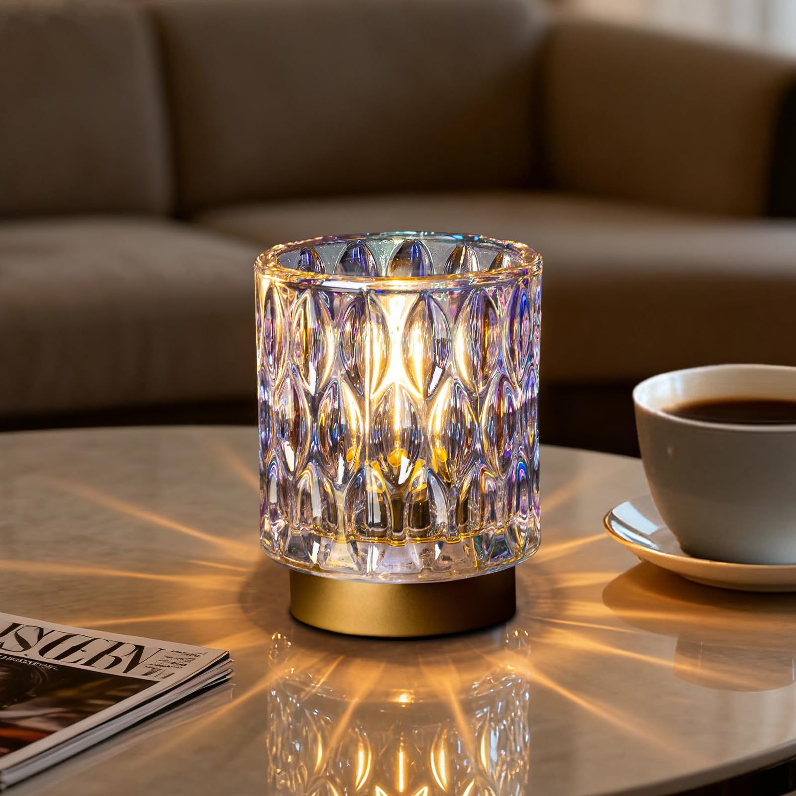 Battery Operated Table Lamps Timer  Mini Crystal Lamp for Area No Plug  Cordless Lamp with LED Bulb for Power Outage  Decorative Lamps for Tabletop/Corner/Entryway/Stairway/Bathroom (2 Green)