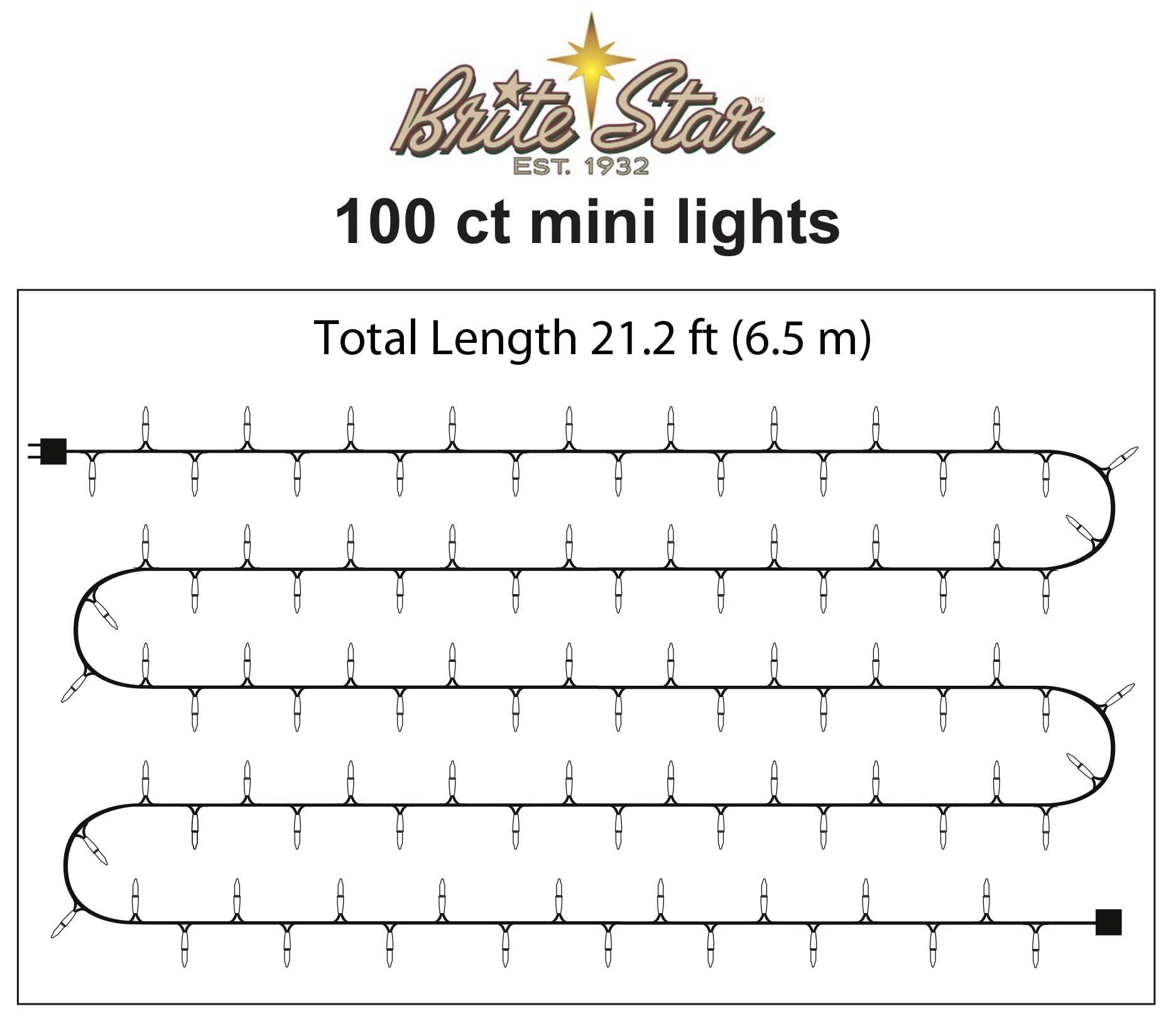 Brite Star 100 Lt String Lights, Multicolor, Green Wire, 22 Ft