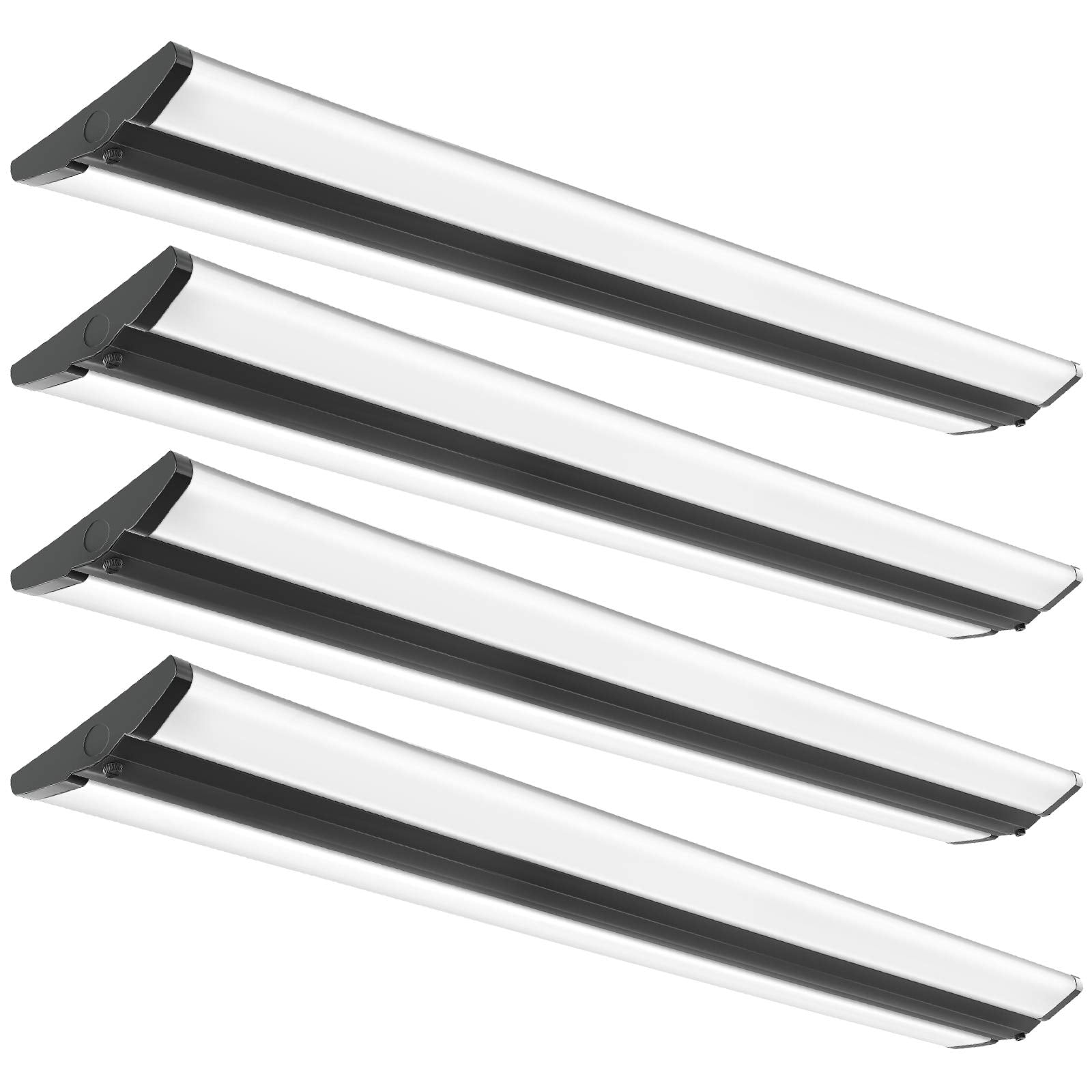 FAITHSAIL 4FT LED Wraparound Light Fixture, 50W Ultra Slim, 4000K Neutral White, 5500 Lumens, Black and White, 4 Pack