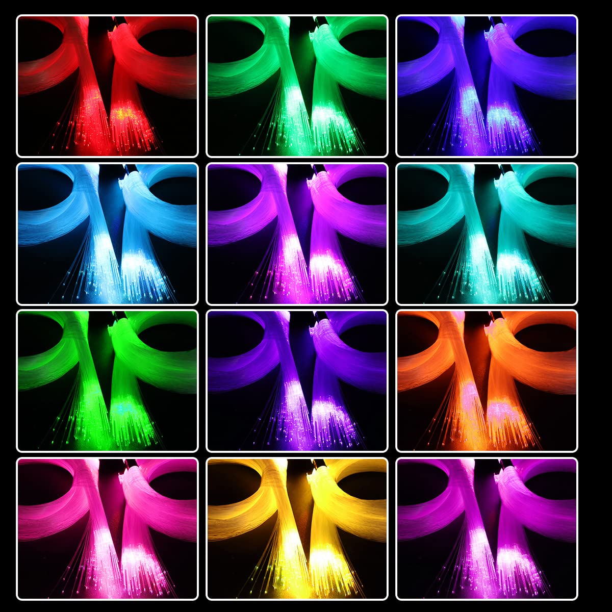 Azimom Dual Port 16W Twinkle Fiber Optic Starlight Box Sound Activated Rgbw Fiber Optic Light Source App/Remote Control Dual Head Light Engine Driver For Car Home Ceiling Star Lighting Decor