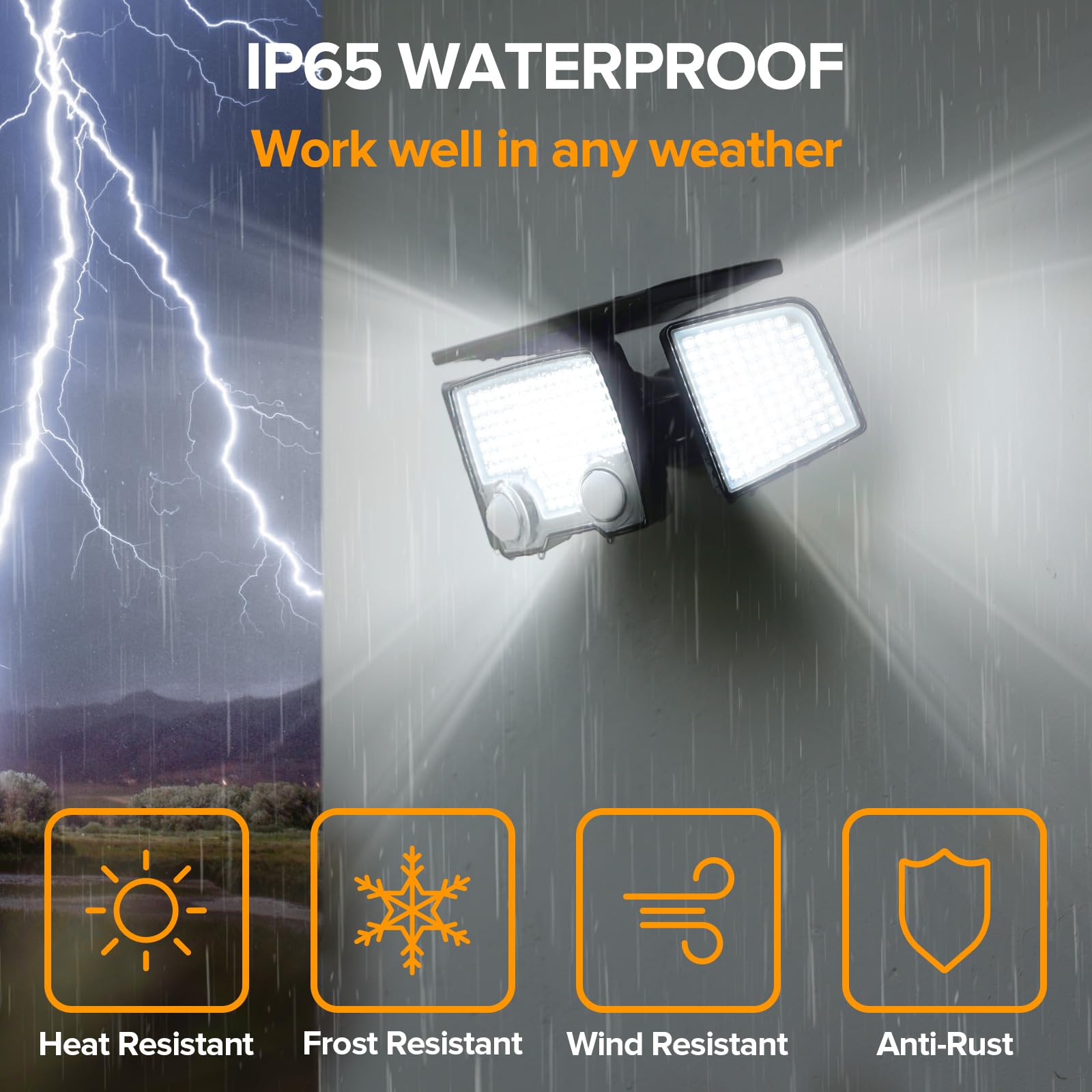 Ume Solar Outdoor Lights 332 Led 7000K, Super Bright Motion Sensor Outdoor Lights With 2 Sensors, Ip65 Waterproof 270 Wide Angle