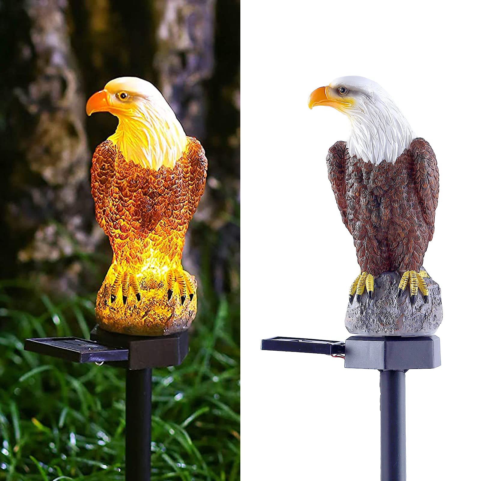 Chuangfeng Eagle Figurine Solar Stake Light - Outdoor Garden Decoration, Plastic, Bright Light, Model Cf-Jason-2011112, Color Eagle1
