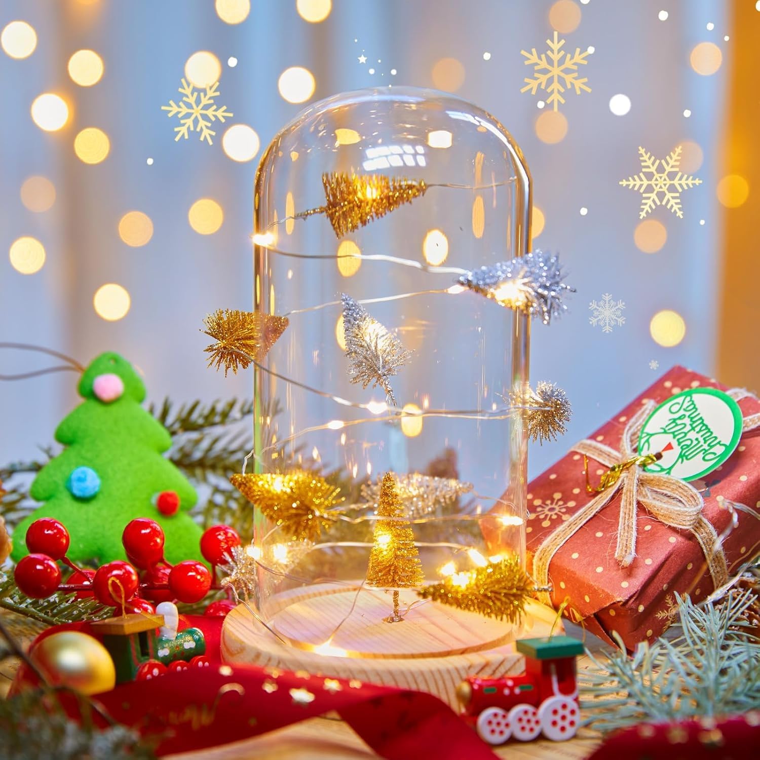 Fairy Lights Battery Operated with Christmas Tree, 6.5 FT 20 LED String Lights with Timer, Waterproof Warm White Fairy Lights fo