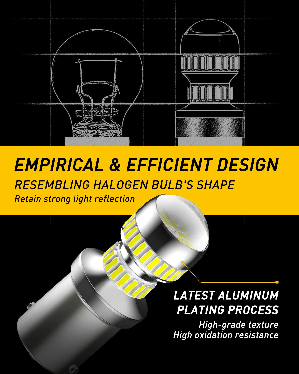 Auxito 1156 Led Bulb White 400% Super Bright 7506 Ba15S P21W Led Light Replacement Light Kit With Projector For Backup Reverse Parking Tail Brake Drl Turn Signal Light, Pack Of 2