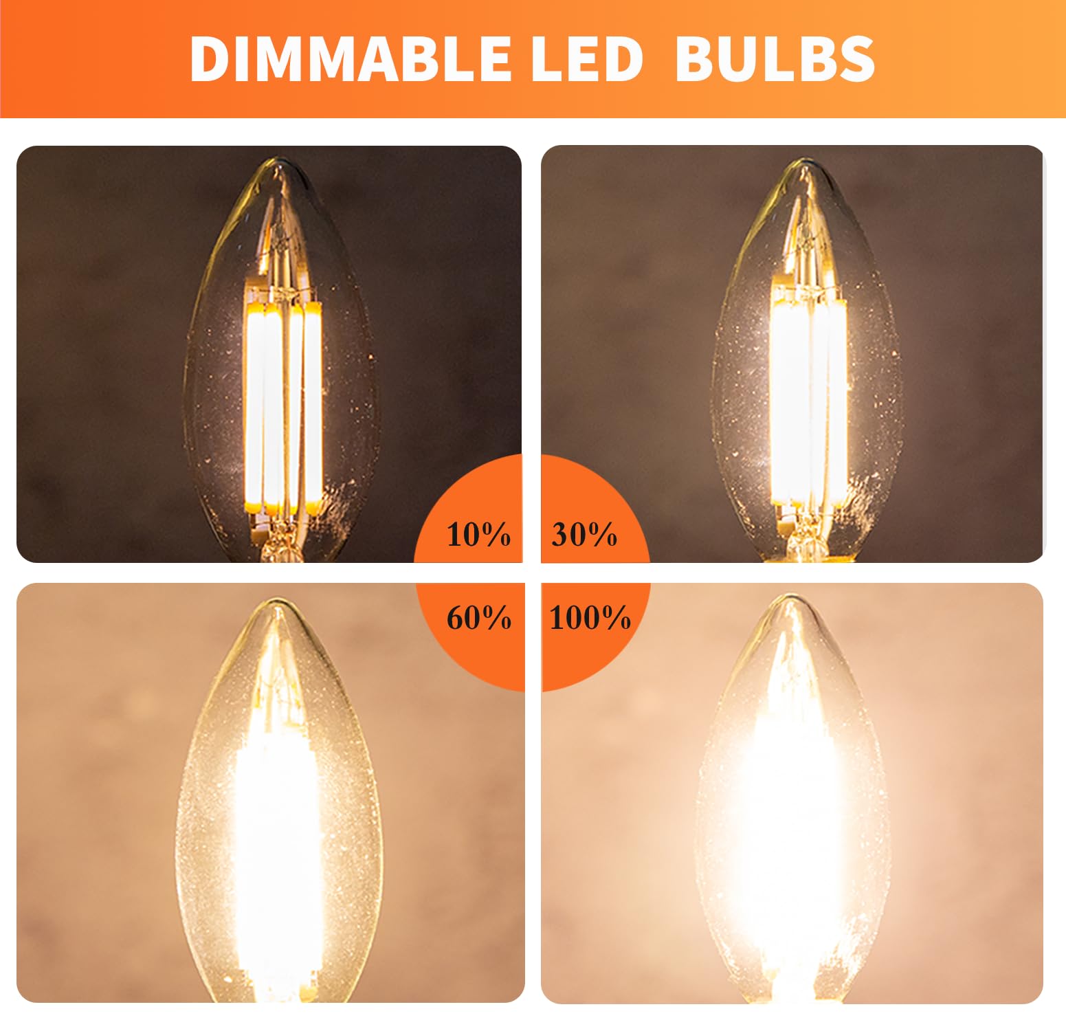 Alampever Chandelier Light Bulbs, 60W Equivalent Candelabra Bulb, E12 Led Bulb 2700K Soft White, 450Lm, Candle Light Bulbs 6 Pac