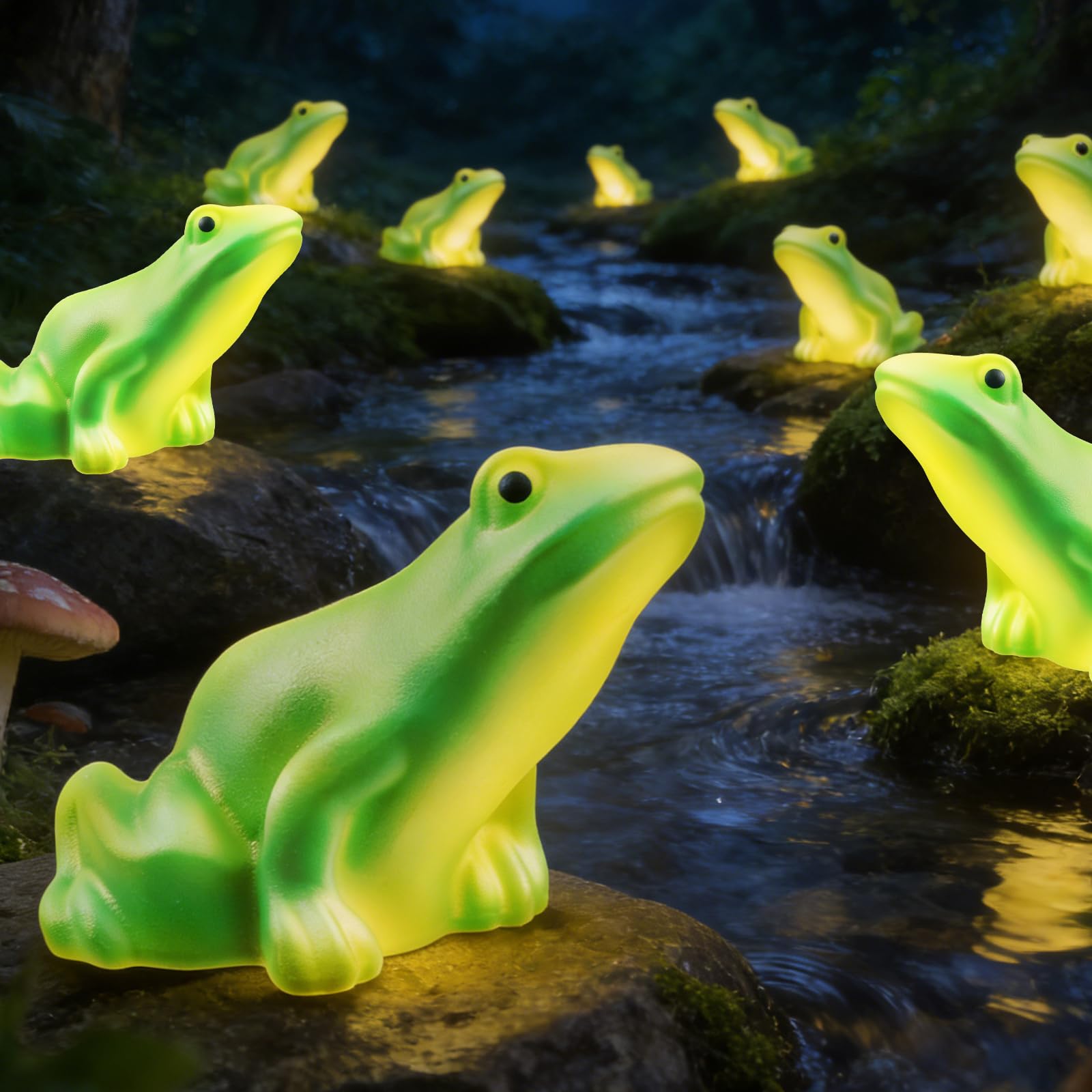 BeHiller Solar Frog Path Lights Outdoor for Garden Art Decor,6PACKS Frog Easter Yard Decorations,Frog Lights for Housewarming Gi