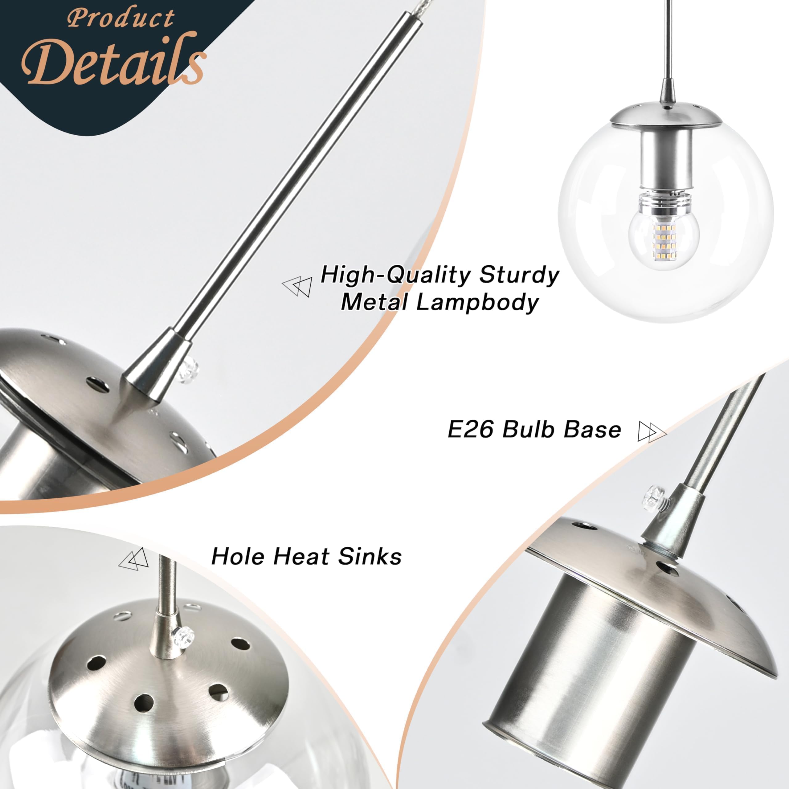 KoKo&Yukina 12-Light Mid Century Modern Chandelier, Clear Globe Glass, Nickel, D23.6", Model LT01-QN-12, Ideal for Living Room & Entryway