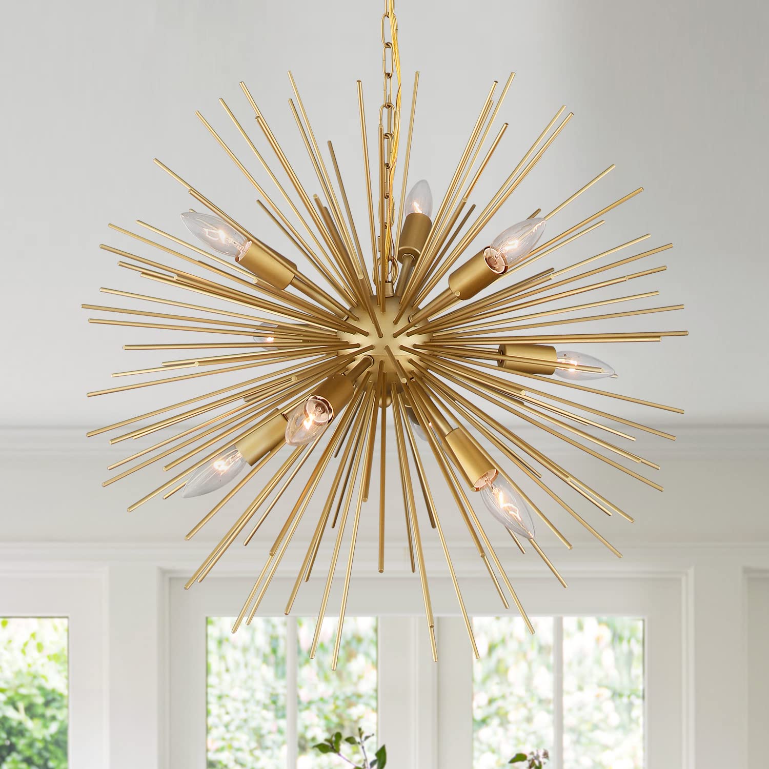 Ziralio Modern Gold Sputnik Chandelier 9-Light Dining Room Chandelier Light Fixture For Living Room, Bedroom, Kitchen, Entryway, Foyer, 23In 15Lb Solid Metal, Yb233B9G