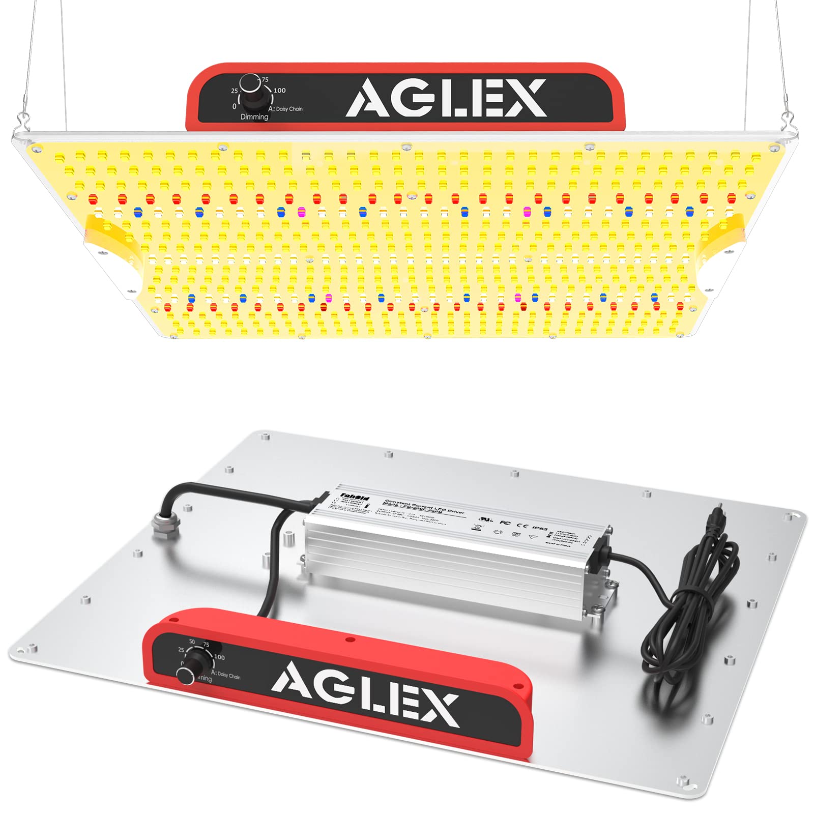AGLEX K2000 LED Grow Light, Full Spectrum with UV IR, Dimmable, 4X5 FT Coverage, Silver, Aluminum