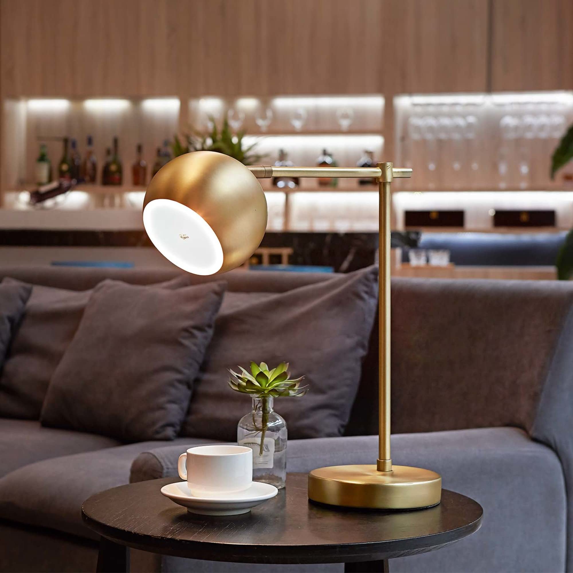 Globe Electric 52915 Molly Desk Lamp, 18" Matte Brass, Metal, Black Cord, LED Bulb Included