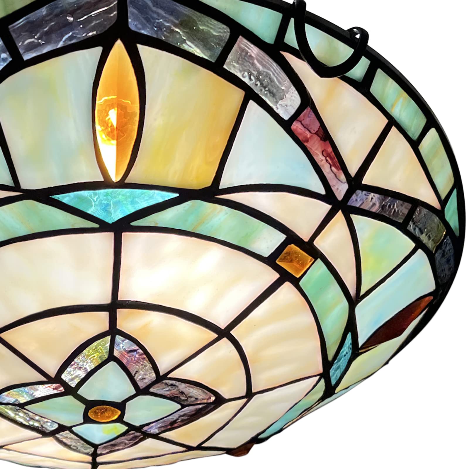 ARTZONE Tiffany Ceiling Light, 2-Lights, Stained Glass, 12 Inch Flush Mount, Blue, Model 2921736a-6b70-41bb-9ce4-