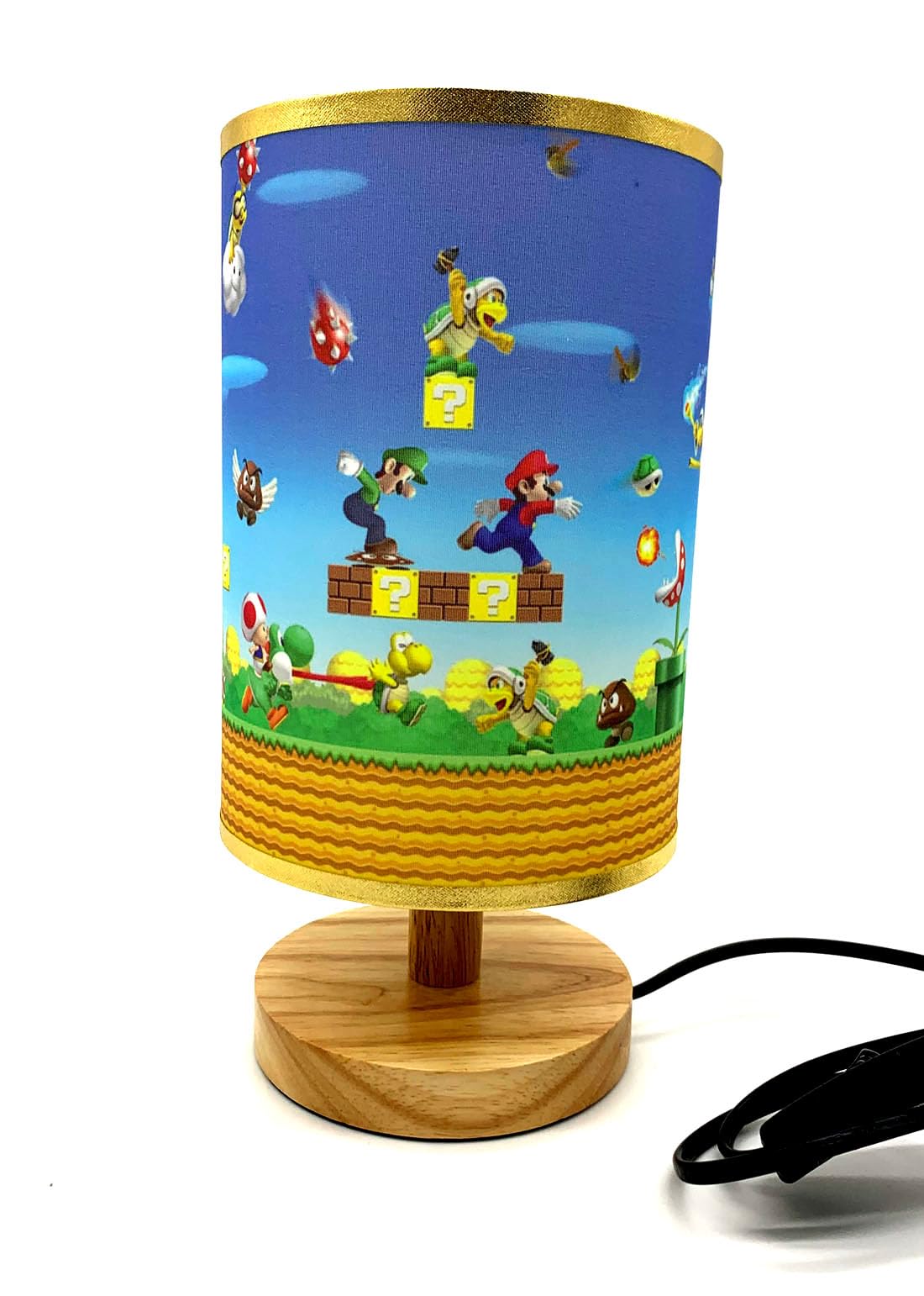 Table Lamp Mario Bedside Night Light Wood Base Room Decoration Or Great Gift Ideas