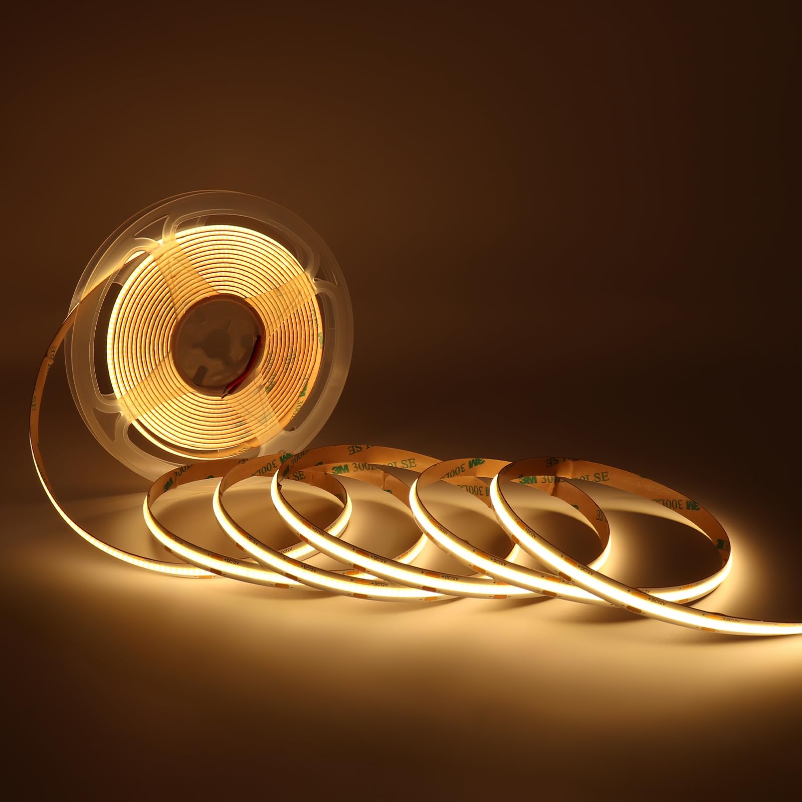 Maliigaza 32.8Ft Cob Led Strip Light 24V 3000K Ra90+ Flexible High Bright Dimmable Led Tape  8Mm Width Strip Light With 3840 Leds For Home Indoor Lighting Decor (Without Power Supply Or Adapter)