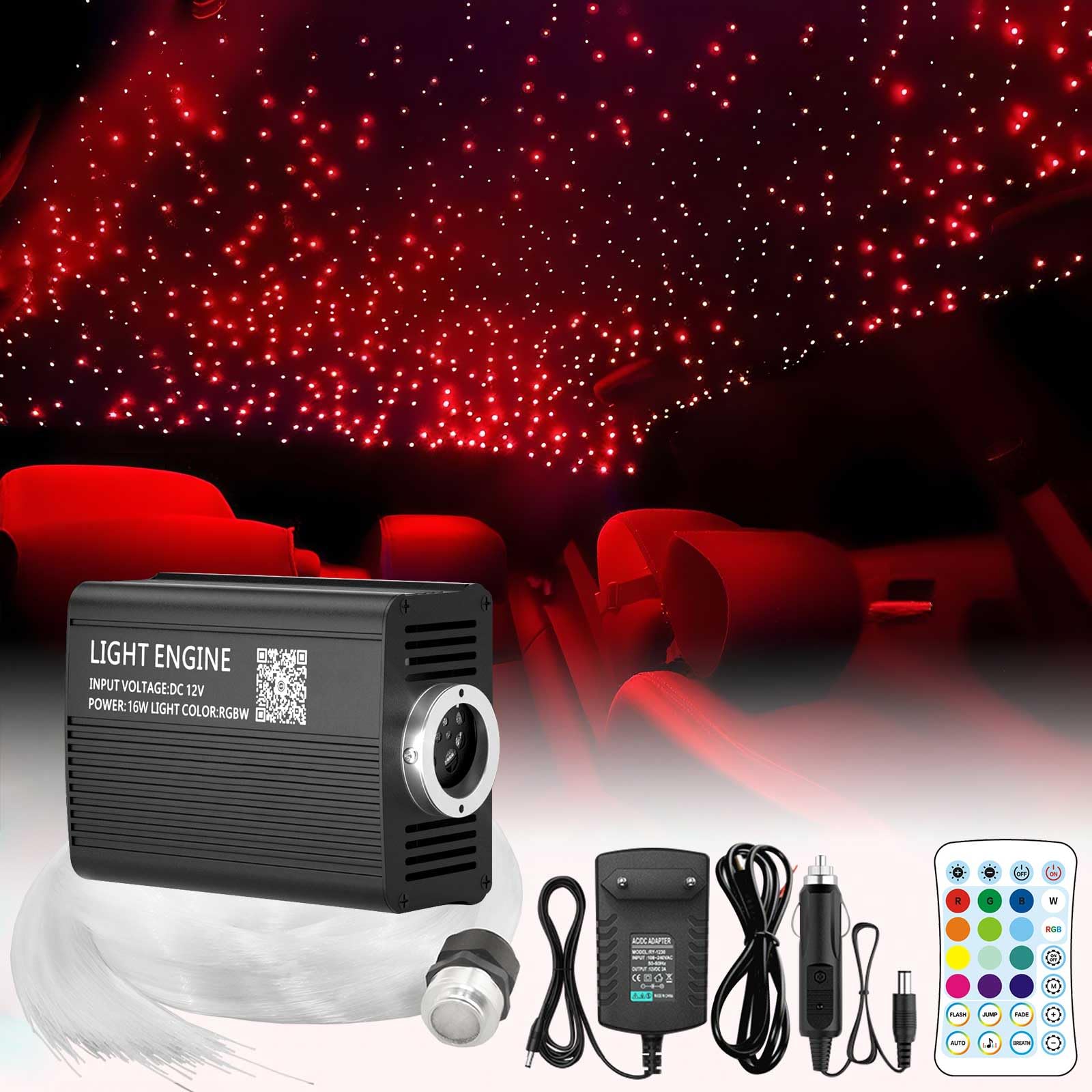 XAEIOW Twinkle Starlight Headliner Light Kit, 16W, 500pcs, 6.5ft, Red, APP/Remote Control for Car/Home/Party