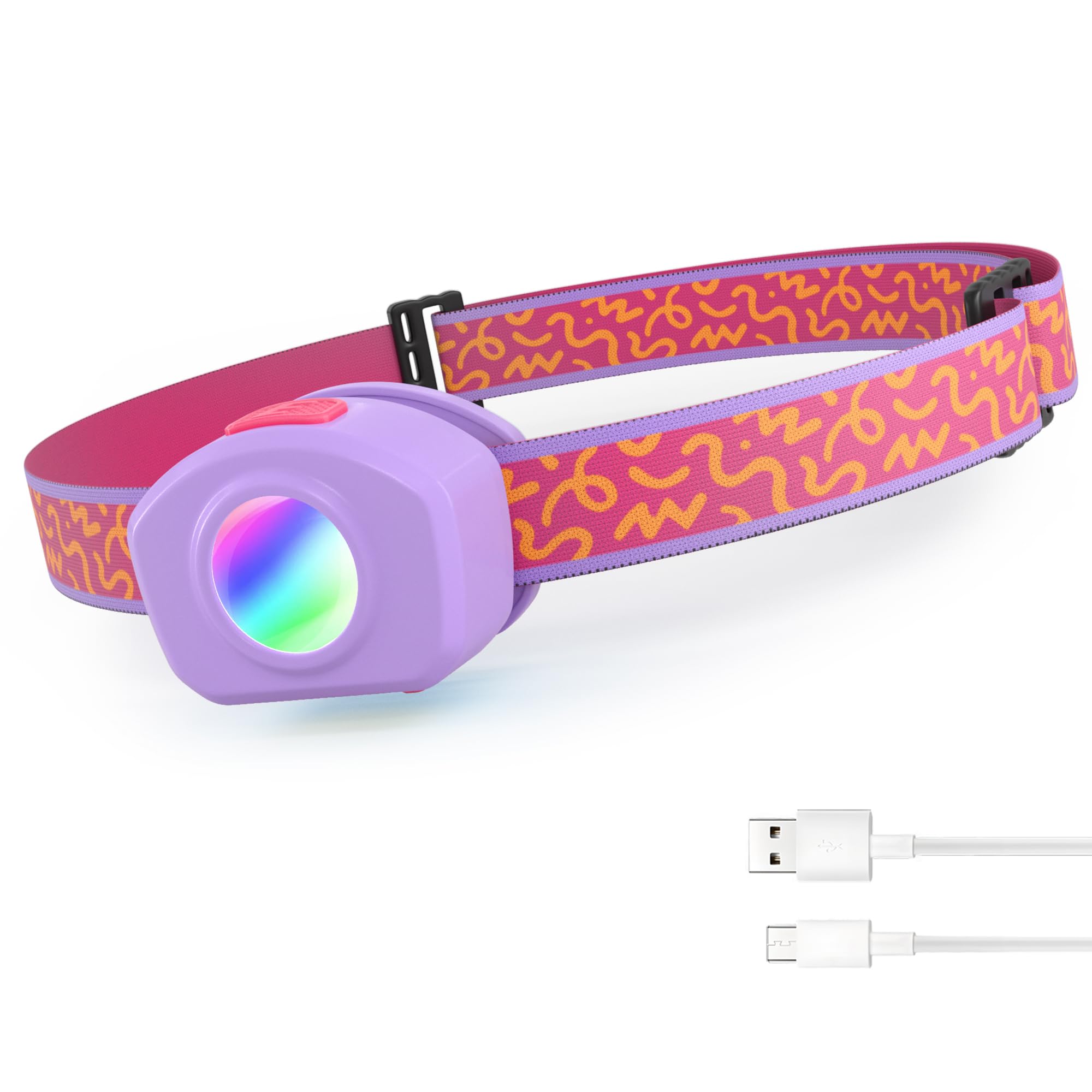 EverBrite LED Headlamp for Kids, Rechargeable, RGB Mode, Adjustable Headband, Model E021057, Sweety Color