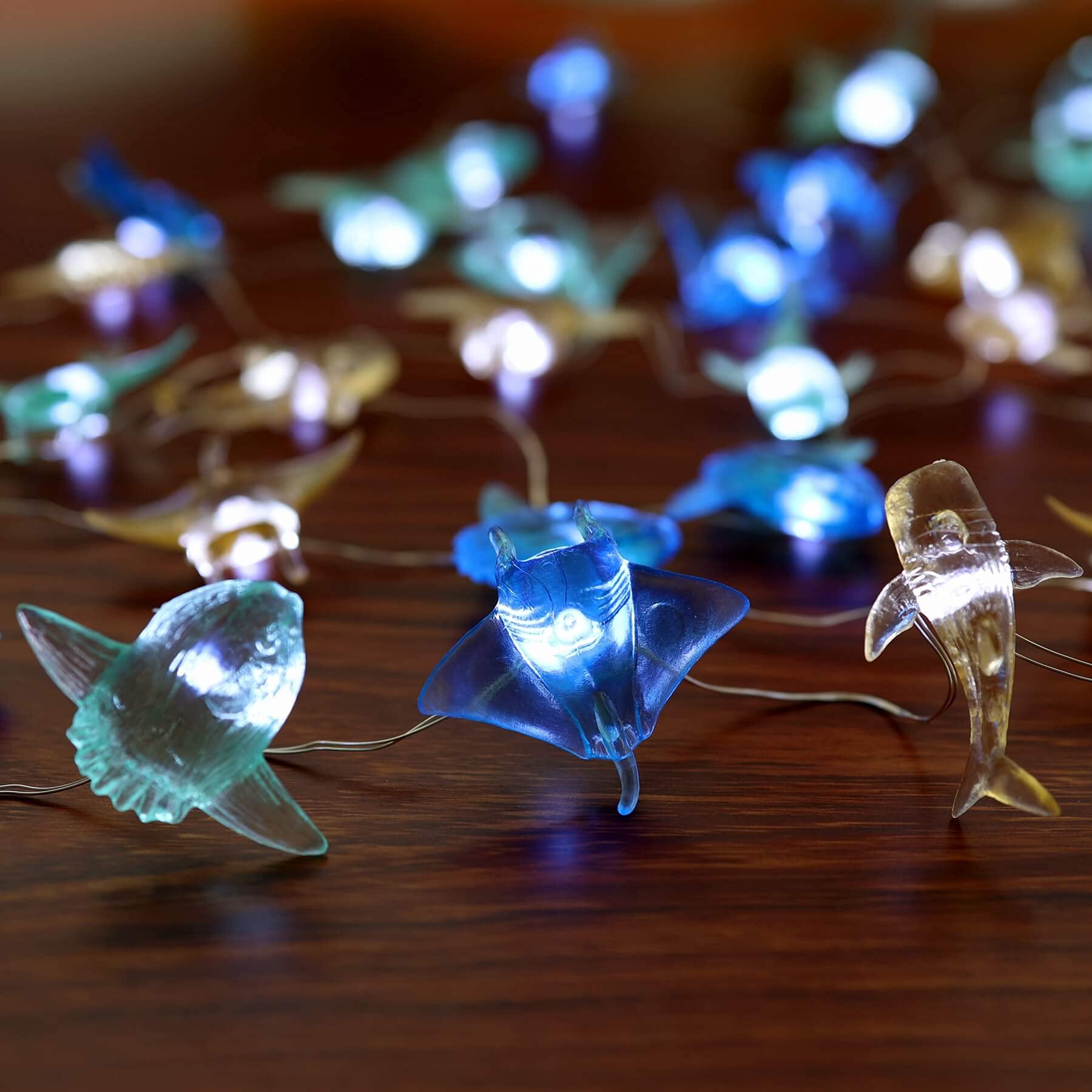 Ocean Themed Sea Life Fairy Decorative String Lights Of Marine Life Cute Lights Whale Shark Sunfish Manta Ray 10Ft 30 Leds Usb Operated With Remote Control For Bedroom Beach Party Decoration