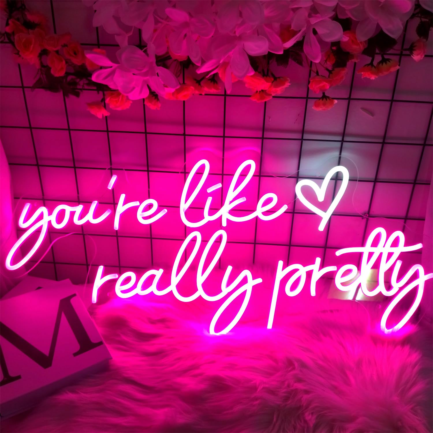 INSNEnN Neon Wall Sign - Pink Acrylic Light Up Decor, 29.5x12.6 Inches, Dimmable for Wedding, Party, Bedroom, Bar, Pub, Club
