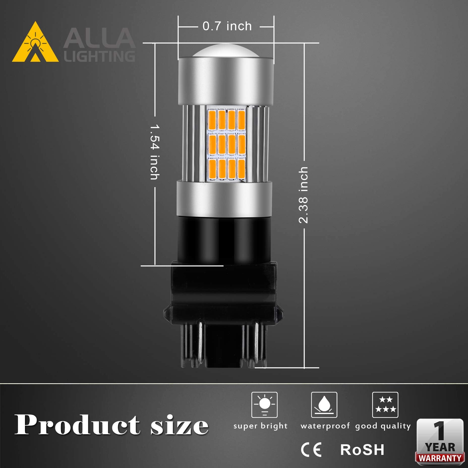 Alla Lighting Super Bright T25 Wedge 3156 3157 Led Amber Yellow Turn Signal Lights 3457 4157 3457Na 4157Na 5702Nak 3157A 3757 3056 3057 4057, High Power 4014-Smd Blinker Lamps