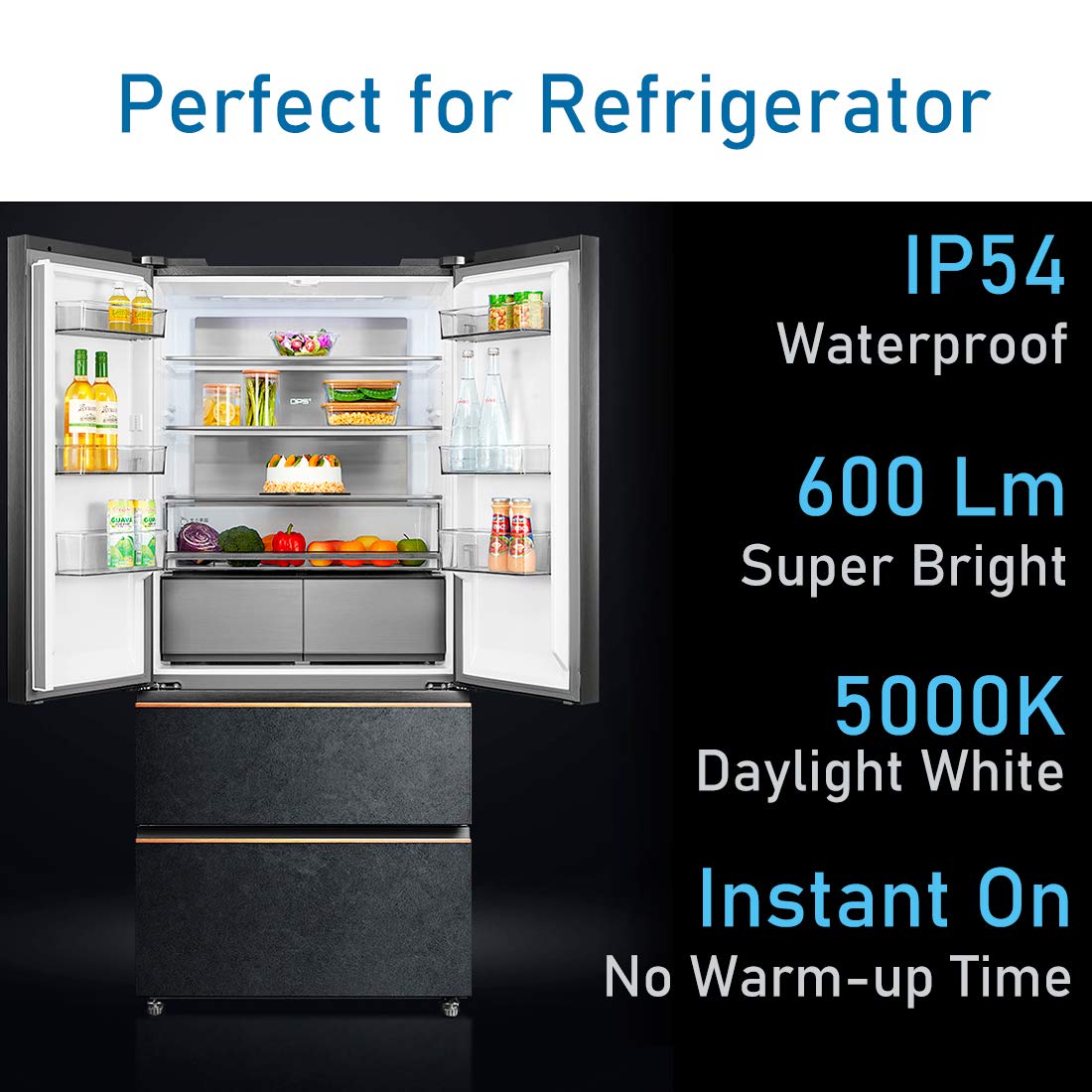 LED Refrigerator Light Bulb 60 watt Equivalent, A15 Appliance Light Bulb for Range Hood Microwave Stove Hood, Waterproof 600Lume