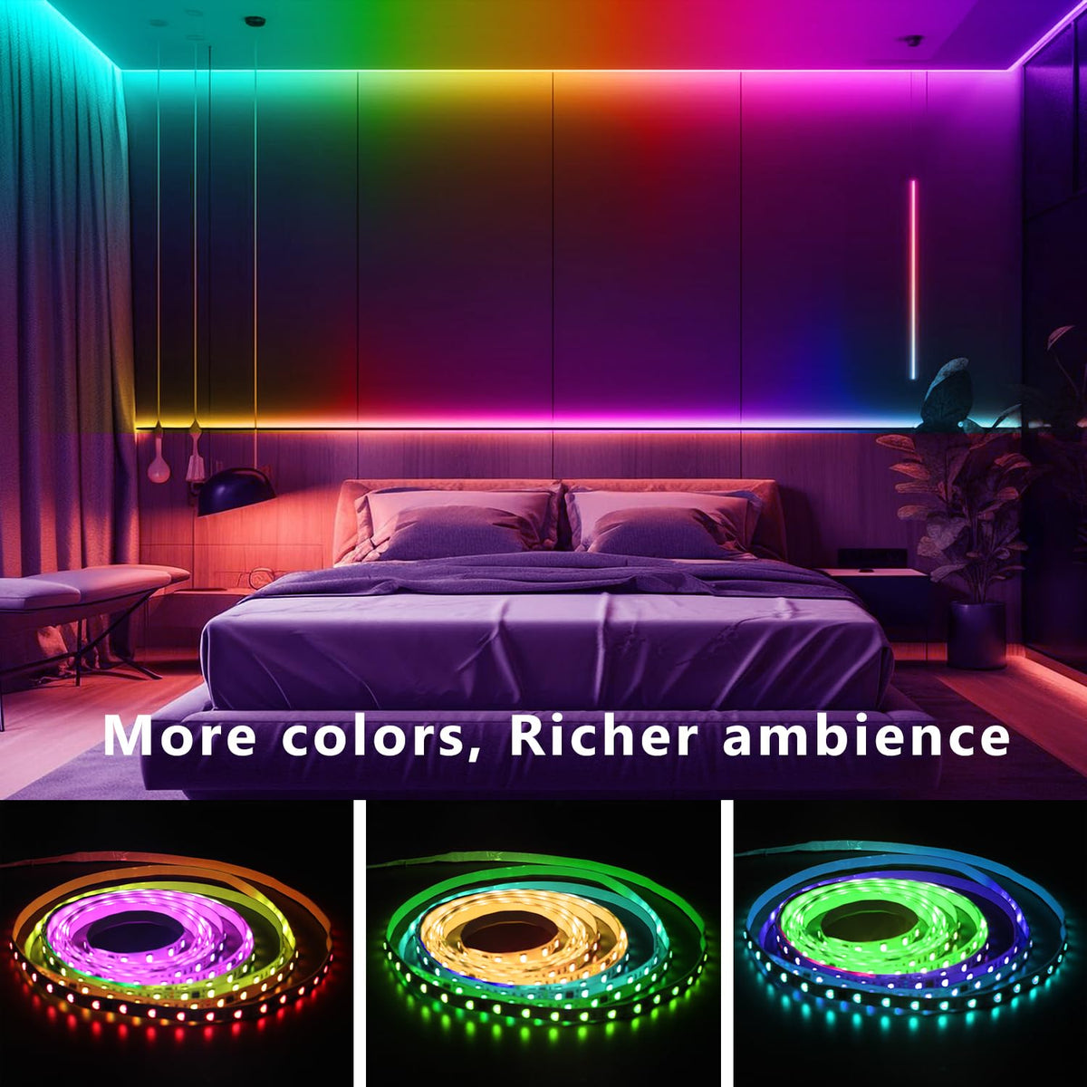dalattin LED Strip Lights IC+RGB, 5050 Led Lights for Bedroom, DIY ...