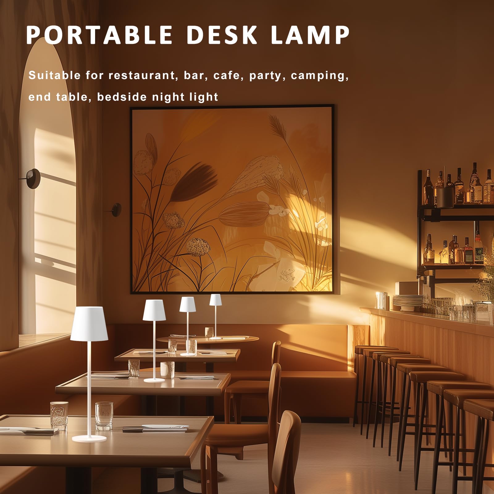 Kakanuo Cordless Table Lamp, Battery Operated Lamp, Portable Led Desk Lamp, Wireless Rechargeable Lamp, 3 Color Stepless Small T
