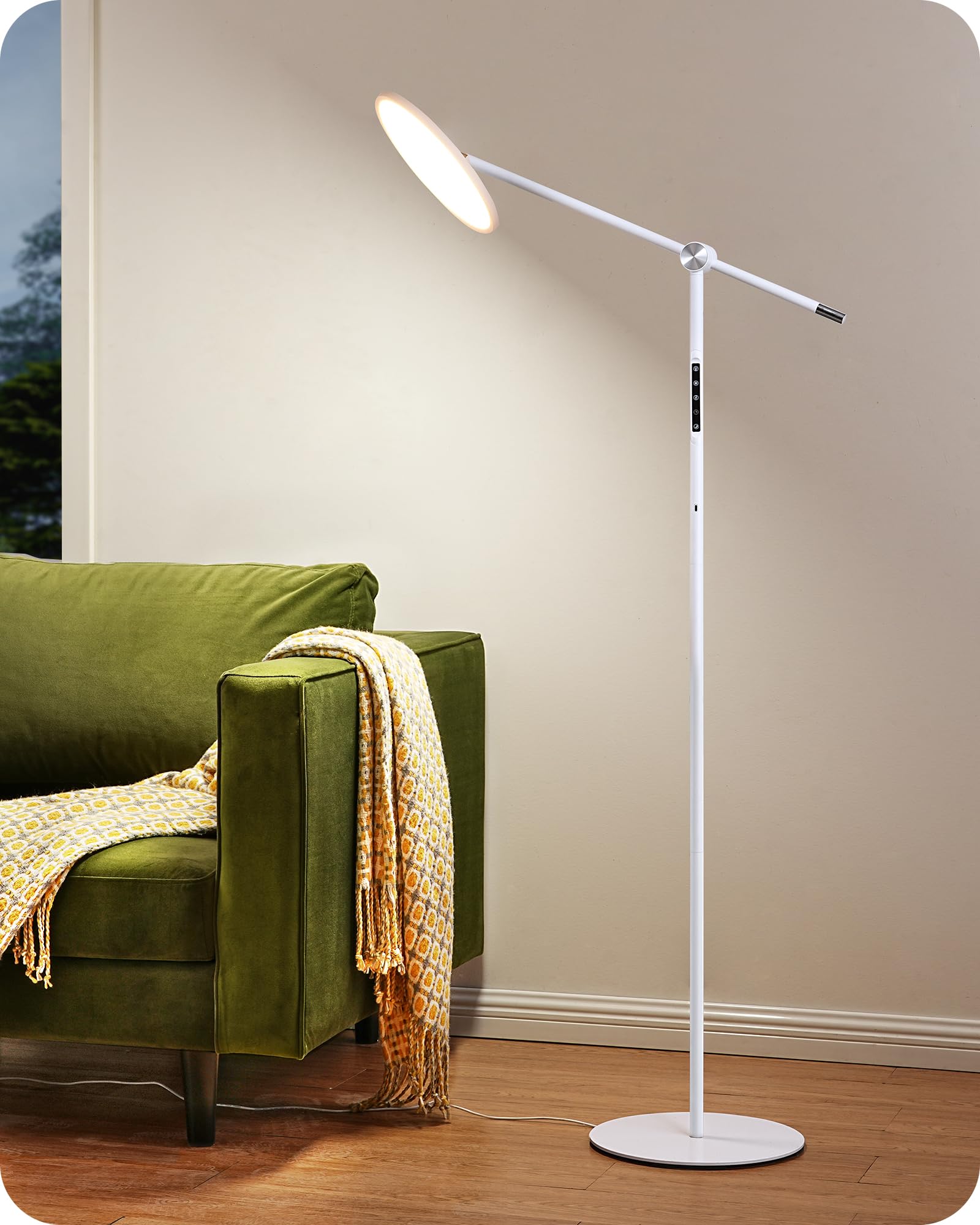 Edishine Led Reading Floor Lamp, 1600Lm Bright Dimmable Lamp With Type-C Port, Flexible Head & Arm Tall Standing Lamps For Livin