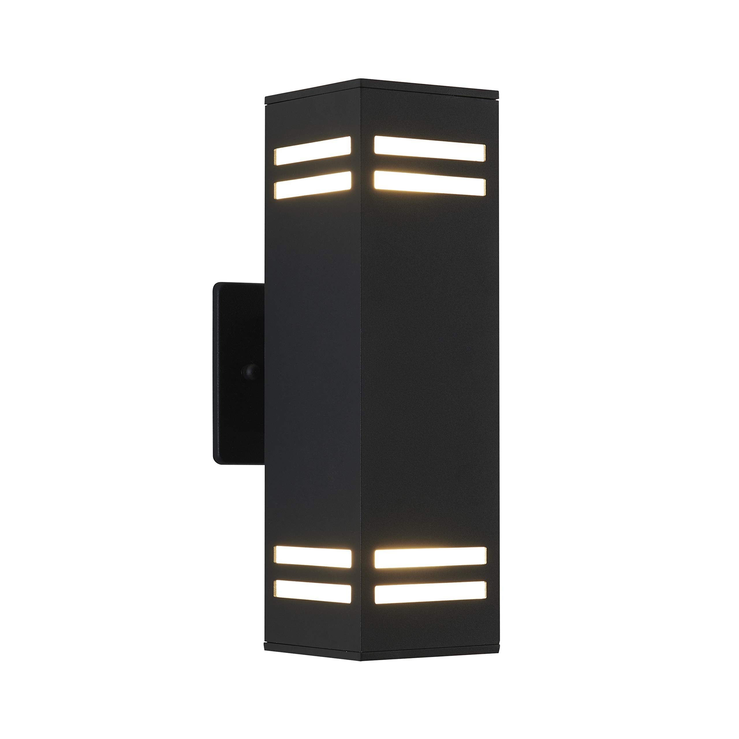 Artika Strike Modern Sconce Wall Light Fixture, 3-Way, Black Finish, Frosted Glass, Weatherproof