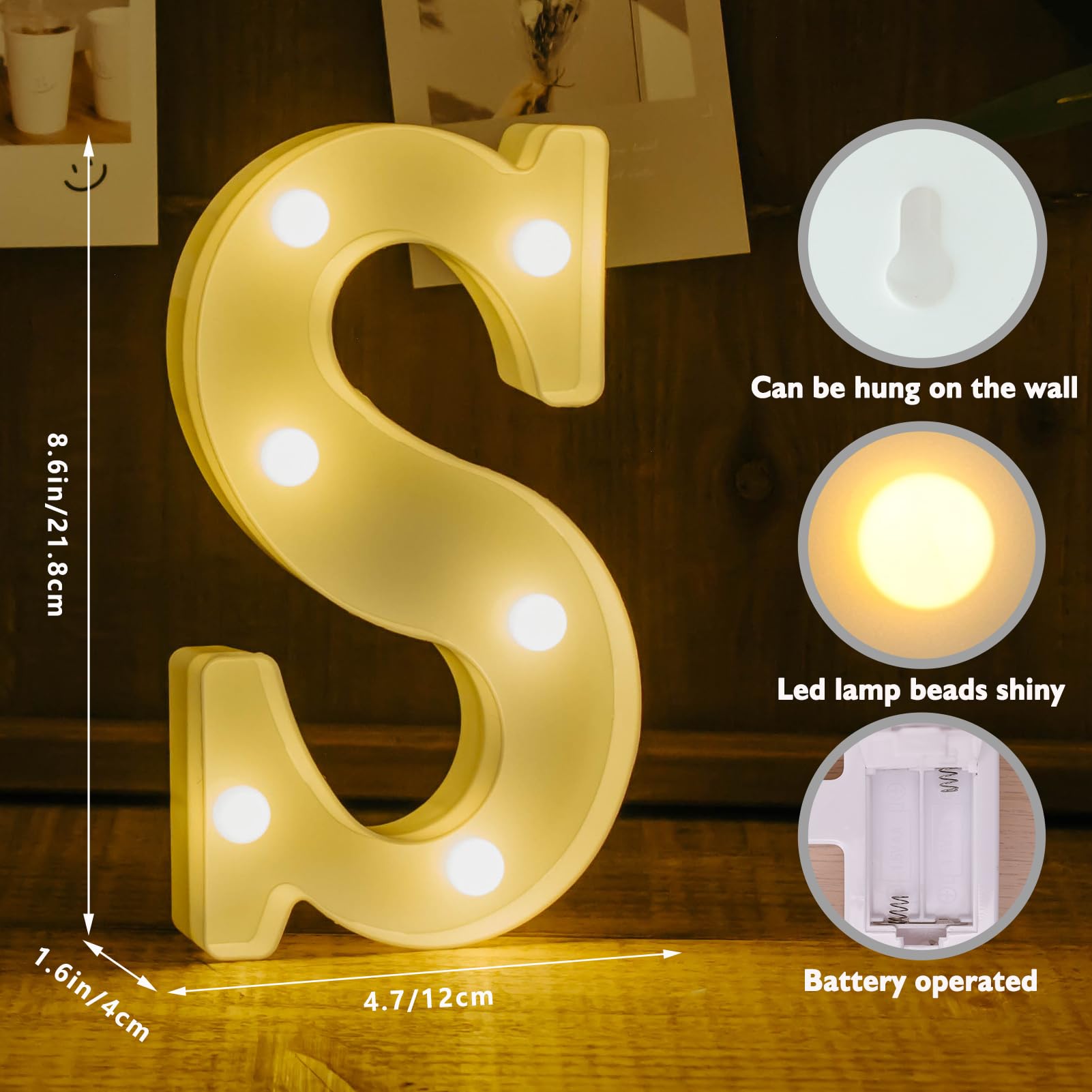 IFDGCTK LED Light Up Letters, Decorative Marquee Alphabet, Battery Powered, Warm Light, Size S