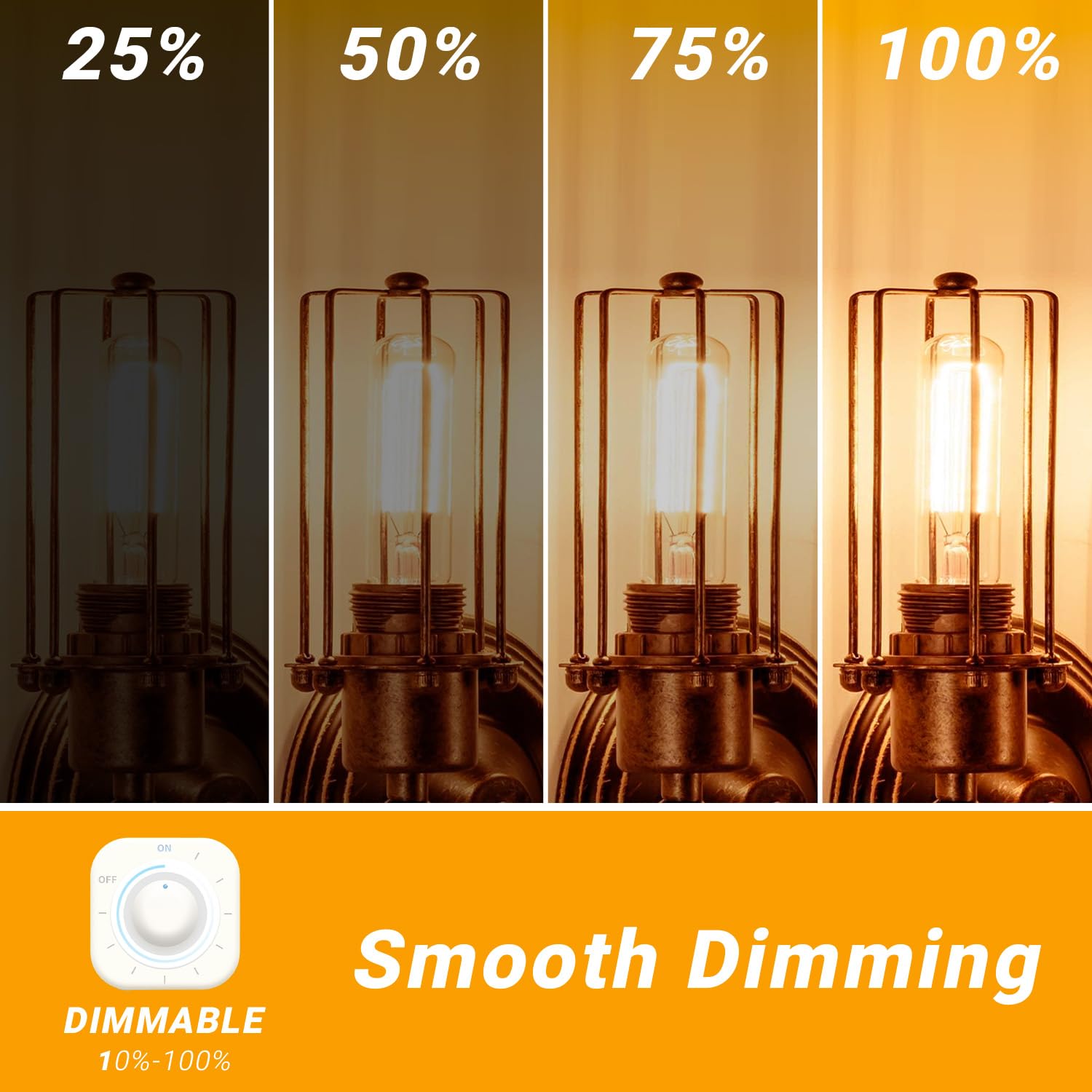 Dalattin T6 Candelabra Led Bulbs E12 Base 2700K Warm White, Small Base Clear Light Bulb 4.5W=60W, 500Lm Dimmable Vintage Edison