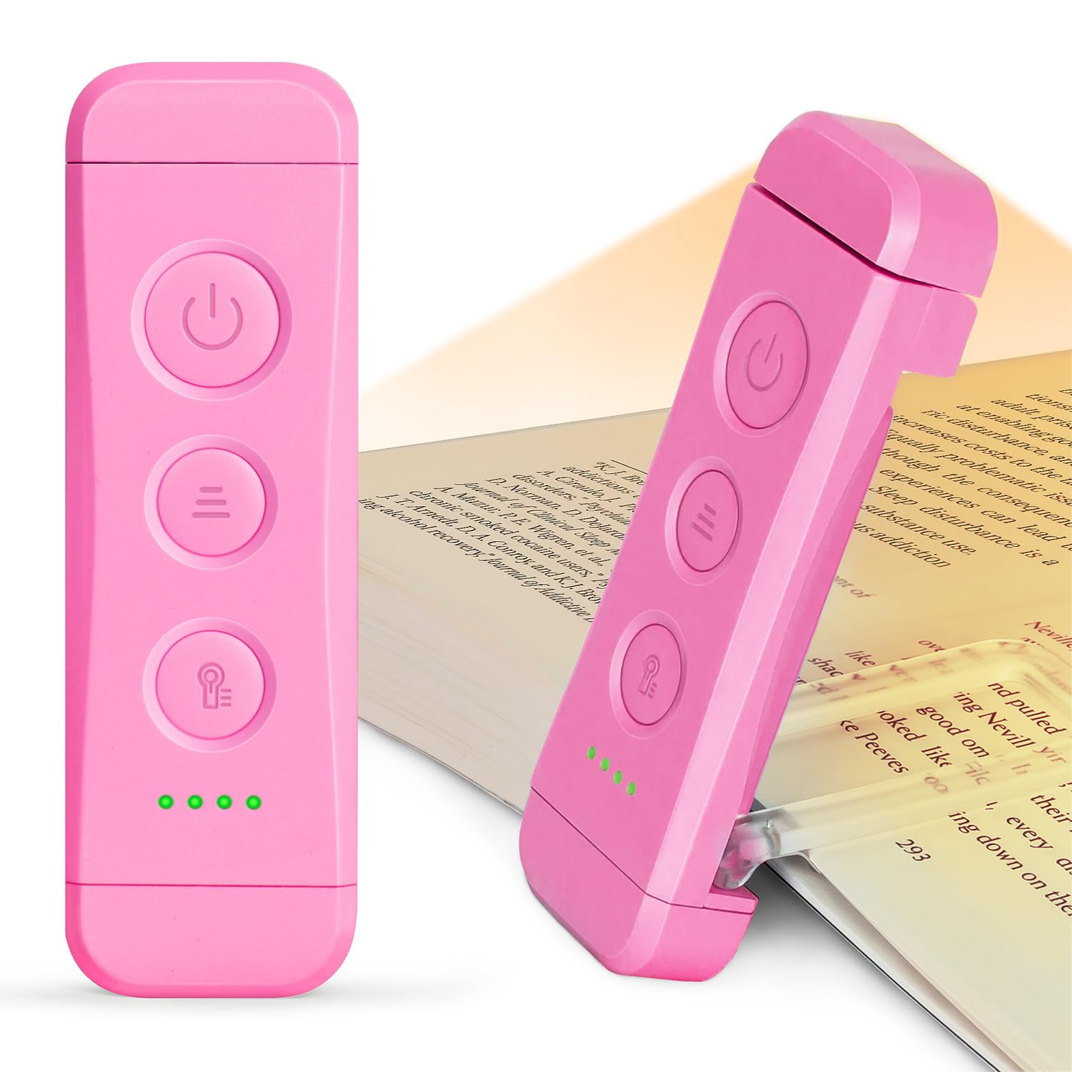 Glocusent USB Rechargeable Book Light, Clip-on LED, 3 Amber Colors, 5 Brightness Levels, Compact, Model A15, Small