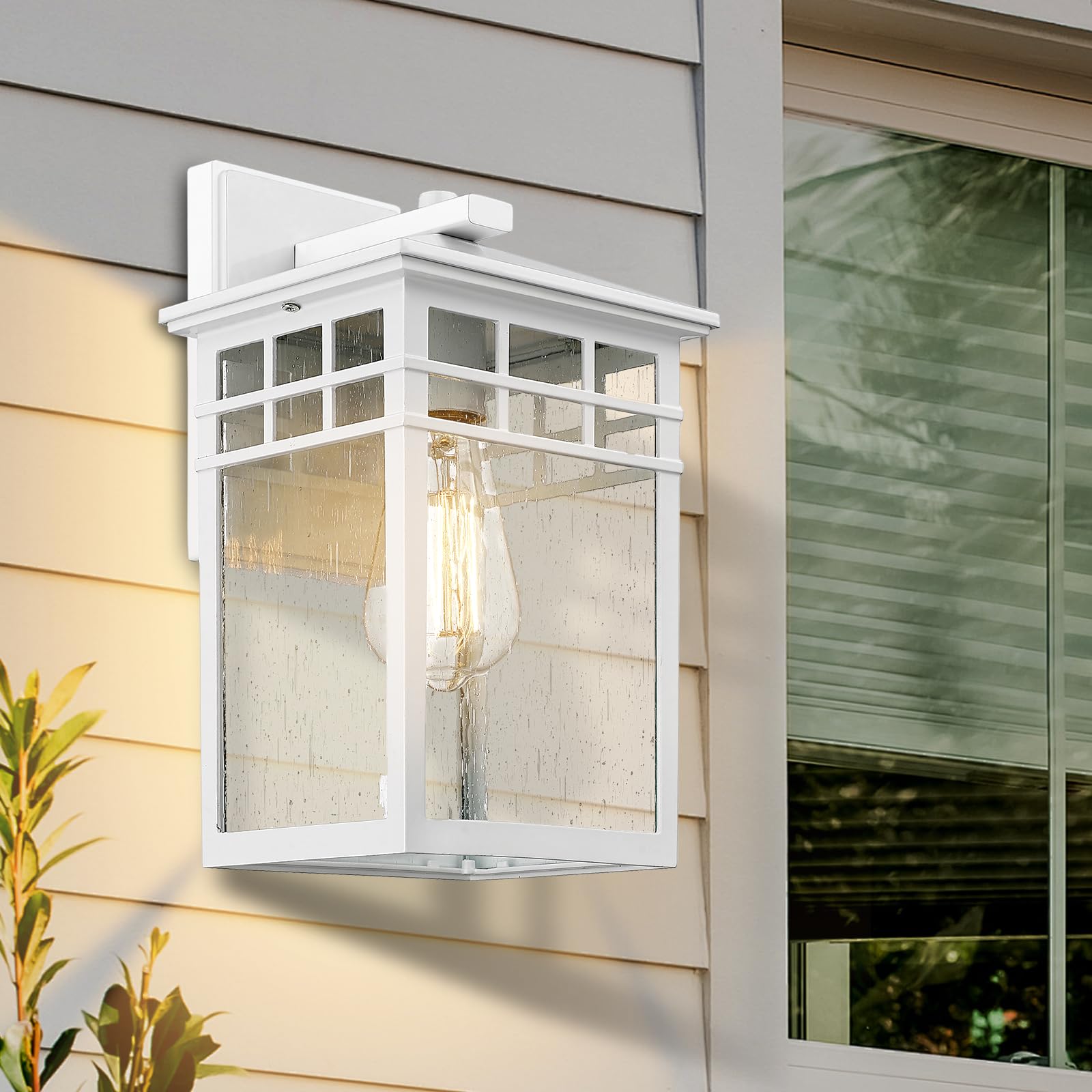 Diyel Outdoor Wall Light Fixture, Waterproof Rustic Lantern, White Finish, Regular-1 Pack