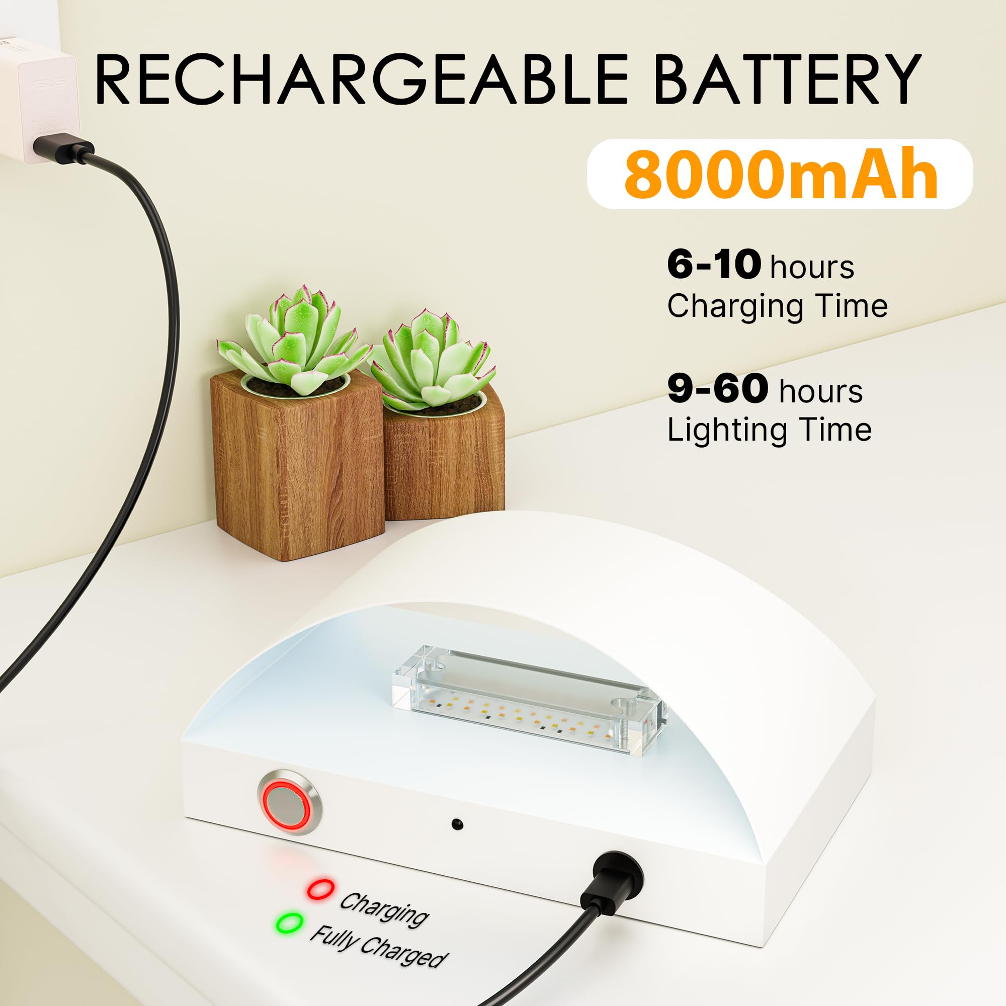 FOLKSMATE Battery Operated Wall Sconces Set of 2, White, Rechargeable, Wireless, Touch Control, Dimmable, Model XUBYCD-25