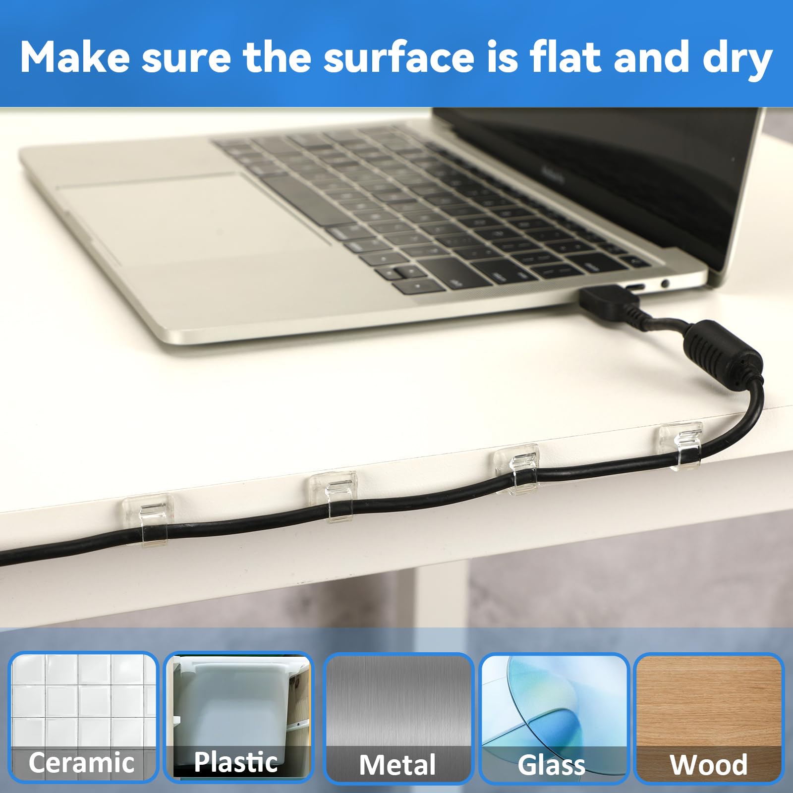 Petknows 80 Pcs Adhesive Cable Clips Christmas Clear Light Strip Mounting Clips Led Light Wire Holder Cable Clamp Organizer For Desk Outdoor Wall Cable