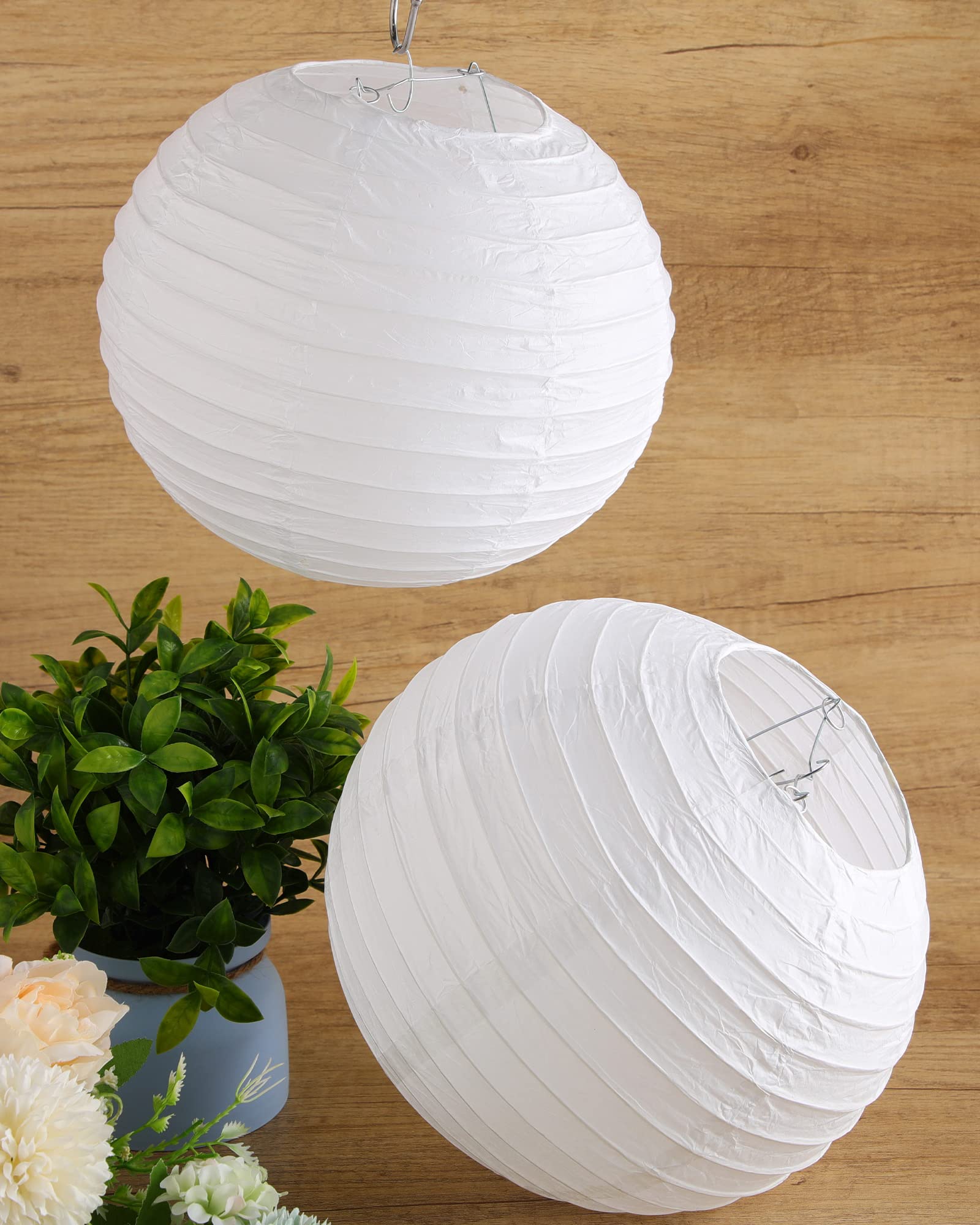 Treela 30 Pack White Chinese Japanese Paper Lanterns Decorative Hanging Ball Lanterns Round Paper Lantern Lamps For Wedding Birthday Party Home Decorations(10 Inch)