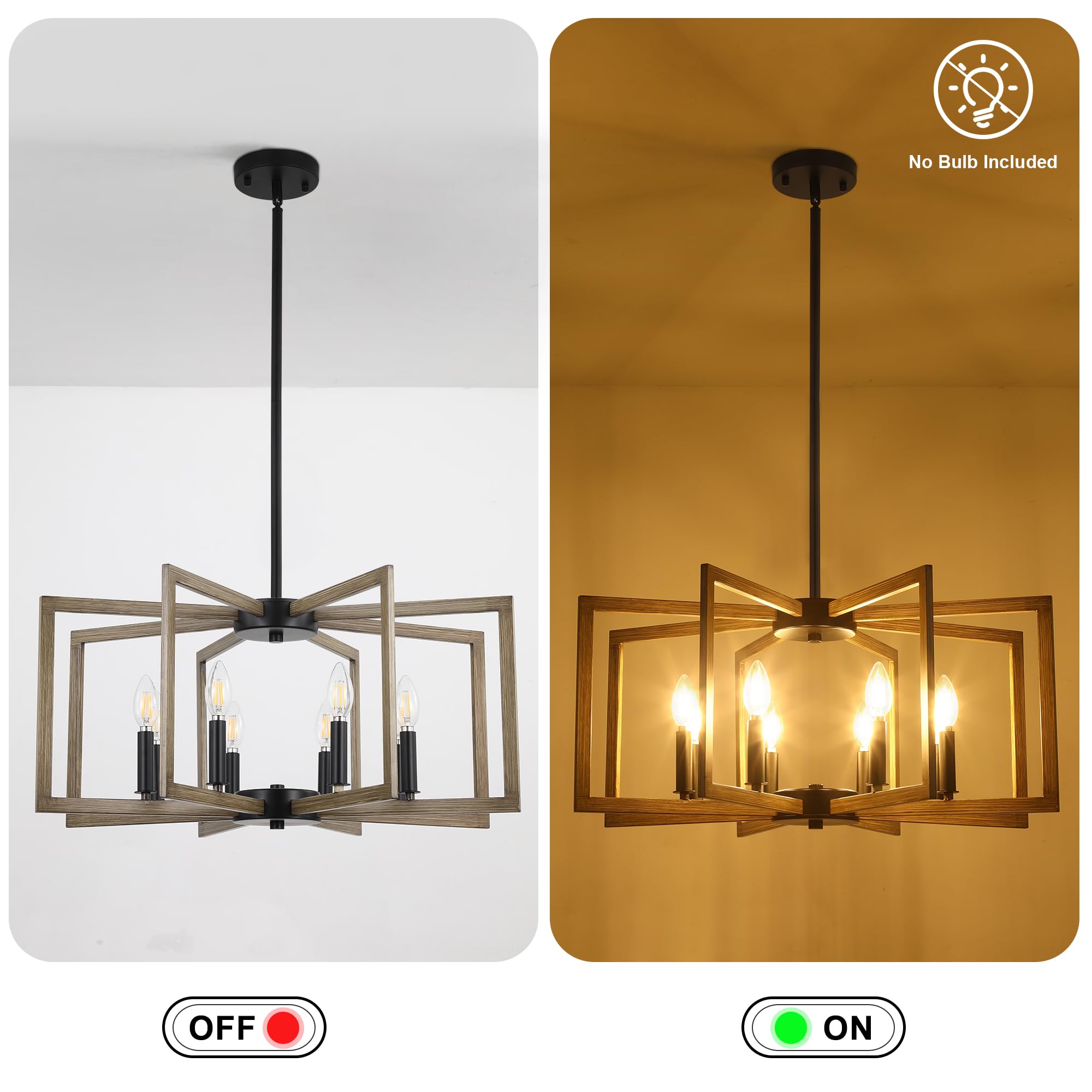 Klgxnrd 8-Light Modern Farmhouse Chandelier, Vintage Geometric Dining Room Lighting Hanging, Industrial Chandelier For Kitchen I