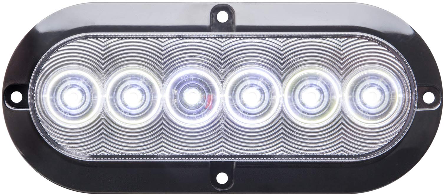 Optronics LED Back-Up Light, 6in Clear Oval, DOT Approved, Polycarbonate, Model BUL12CSBP, White