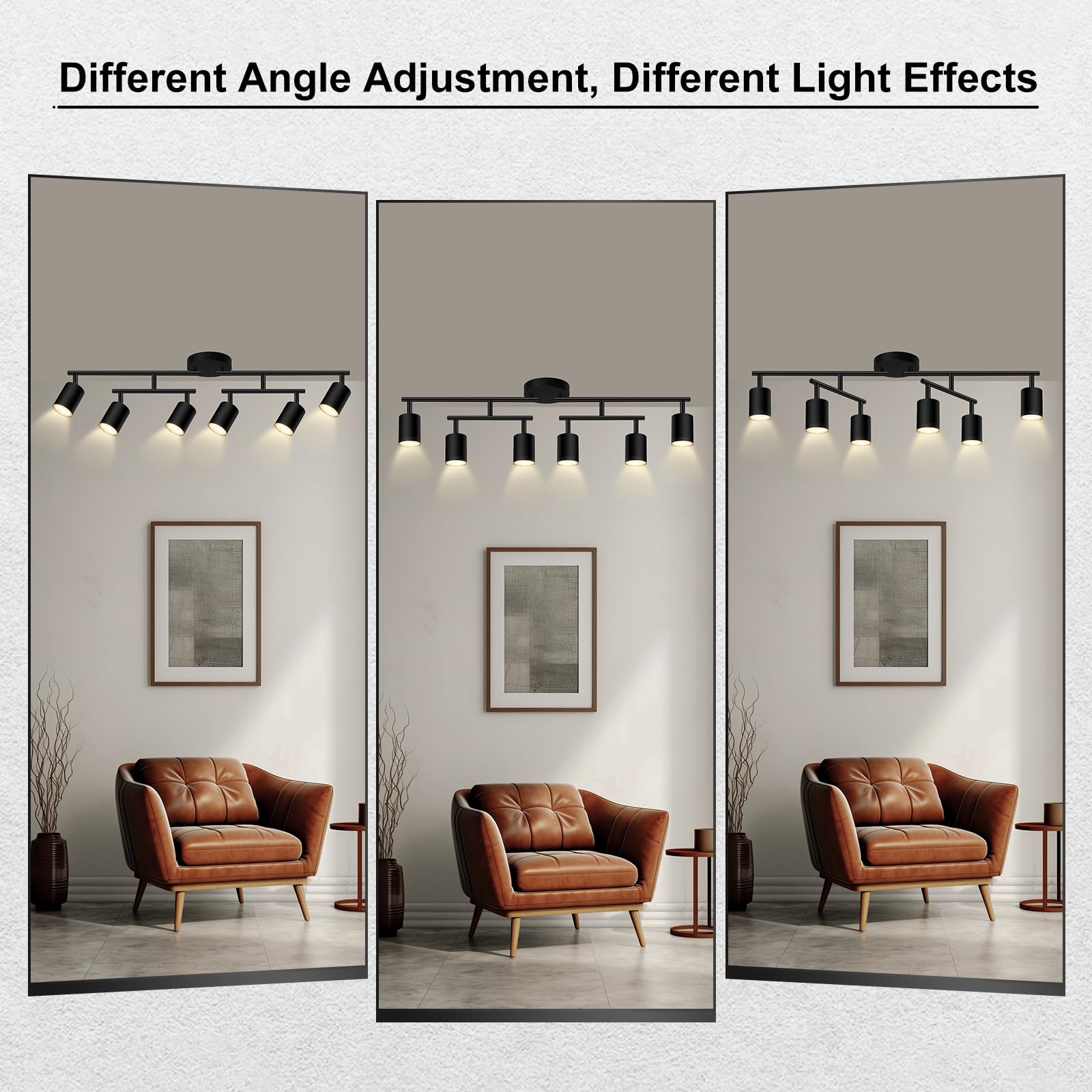 AUQUEE 6-Light Matte Black Track Lighting Fixtures, Rotatable LED Spot Lights for Kitchen/Hallway, Model AQC0661US