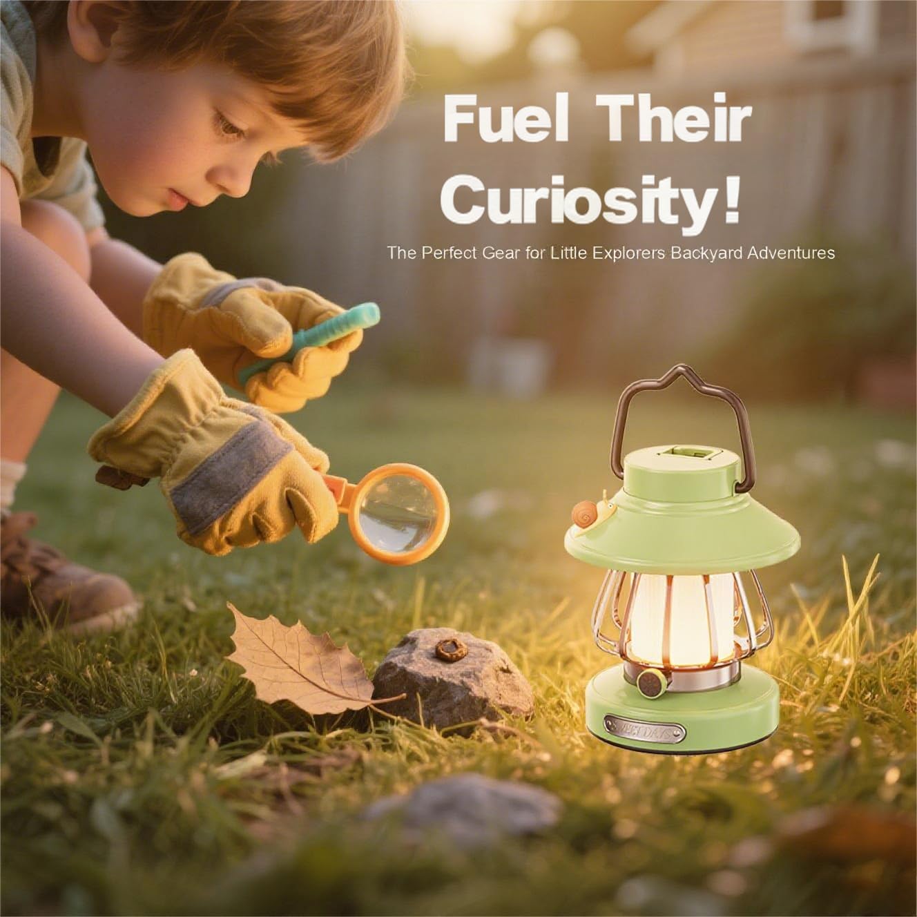V.C Formark Snail Kids Camping Lantern Rechargeable - 3 Color Dimmable LED Light with USB-C Charging, Perfect Night Light for Be