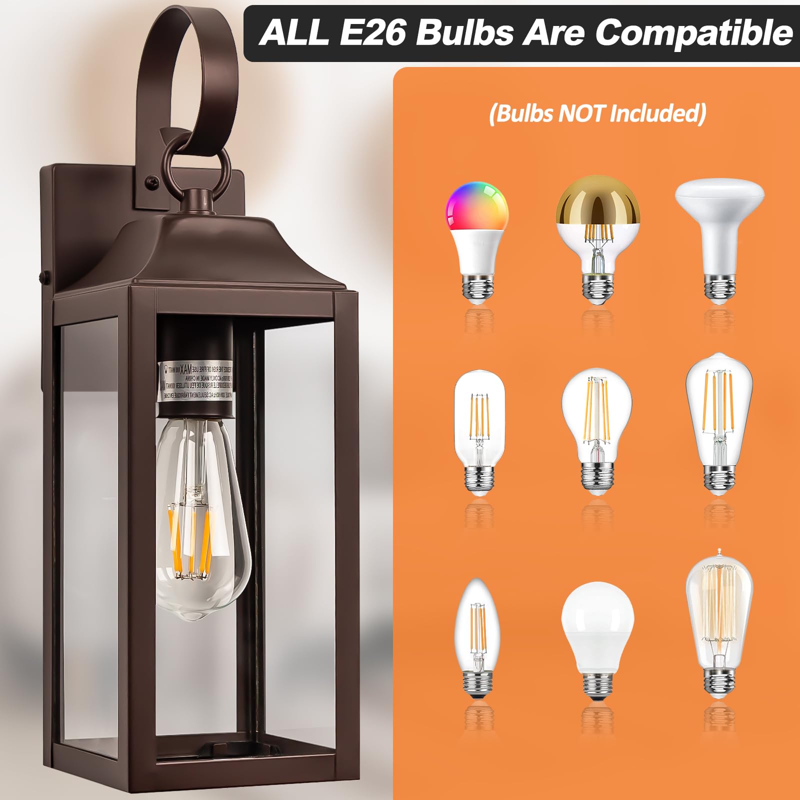 Yolsunes 15&quot; Outdoor Wall Sconces - Oil Rubbed Bronze Waterproof Lanterns, Modern Design