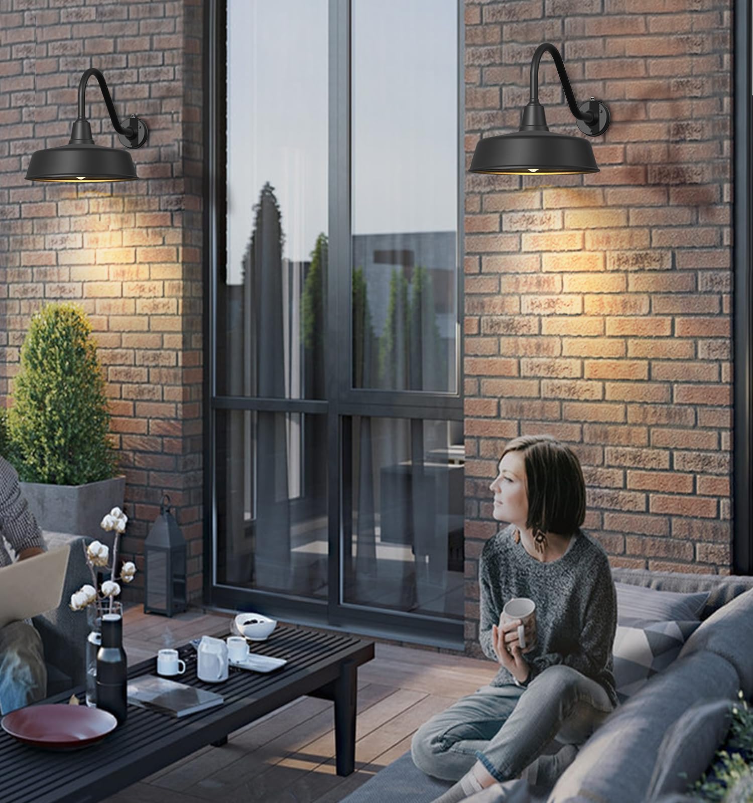 Ytzlvw 18&quot; Black Gooseneck Barn Lights - Dusk To Dawn Outdoor Porch & Garage Sconces