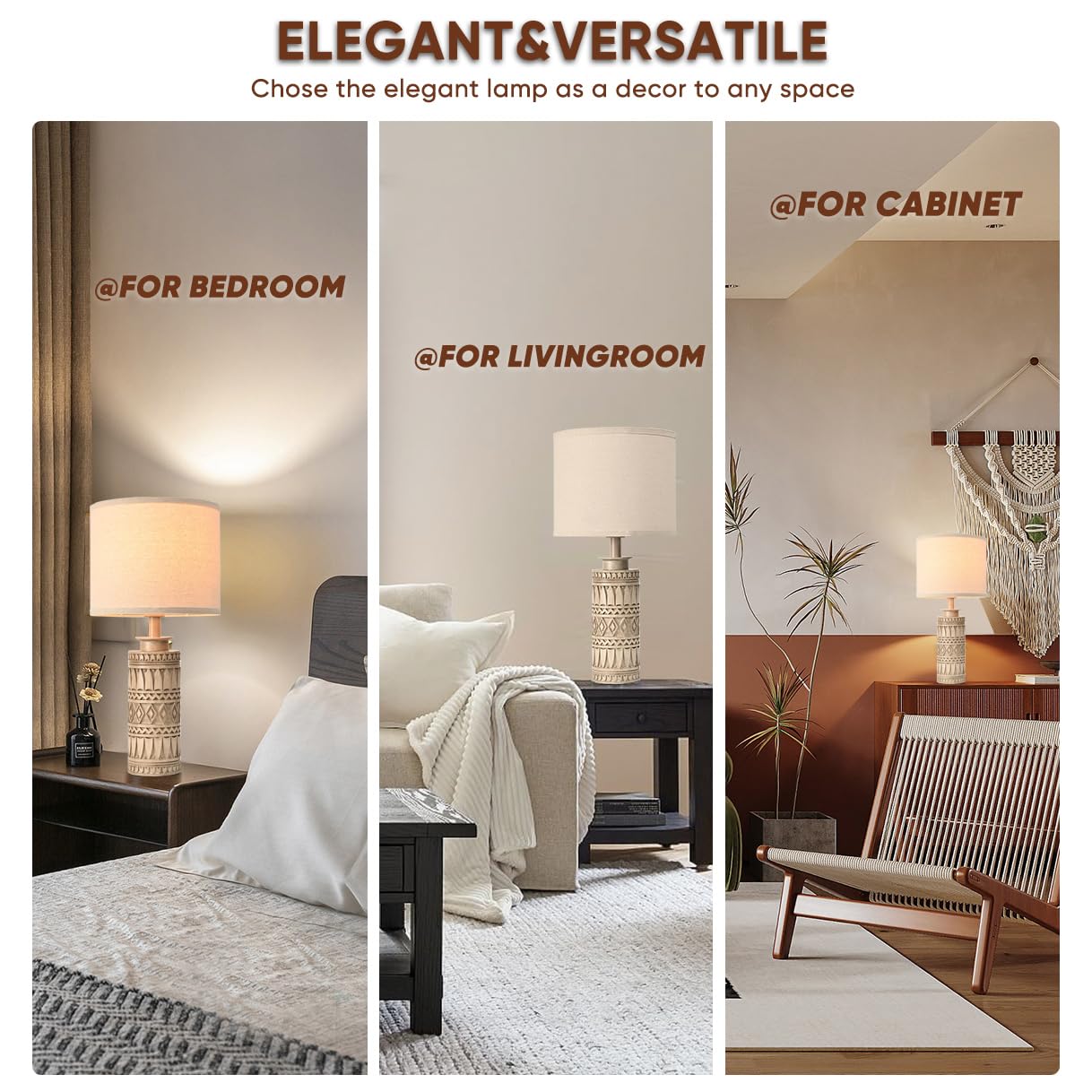 22In Table Lamps For Living Room Resin Nightstand Lamps Set Of 2 Tall End Table Lamp Farmhouse Bedroom Bedside Lamps For Nightst