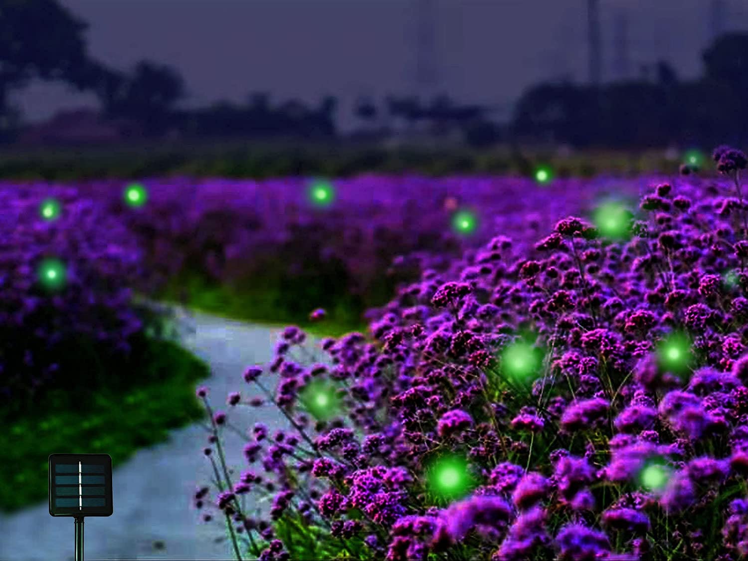 Wskvlcg Outdoor Solar Powered Firefly Lights Bugs With 9 Bee, Flickering Fireflies String Lights With 9 Amusing Fireflies Bulbs