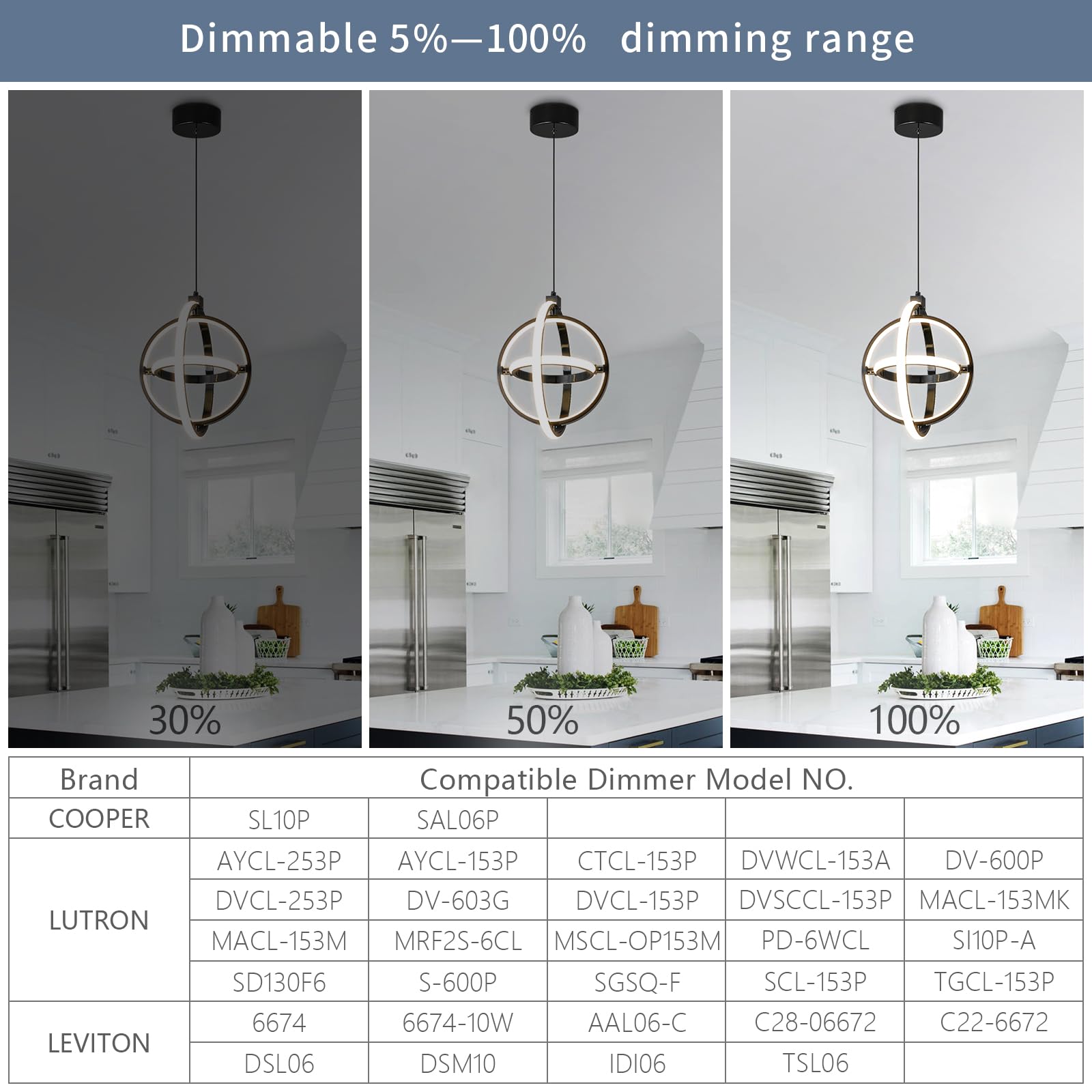 Bnhhlz Modern Led Pendant Light Black Pendant Lights 4000K Dimmable External Glow Height Adjustable Pendant Lighting For Kitchen Island Dining Room Bedroom Living Room Foyer(3-Ring)