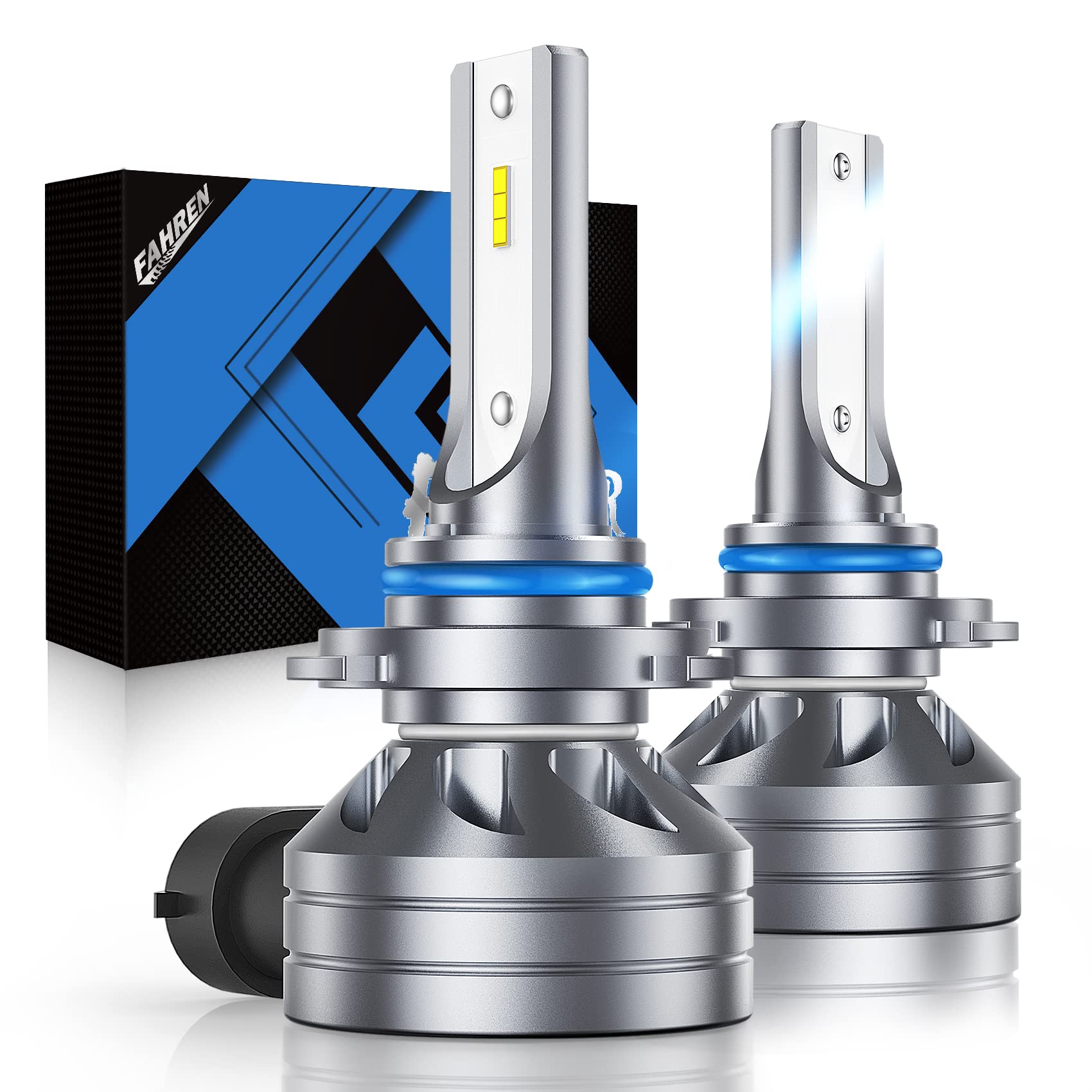 FAHREN LED Fog Light Bulbs, 350% Brighter, 6000 Lumens, Wireless Kit, 9145/9140/H10, Aluminum, 6500K Cool White