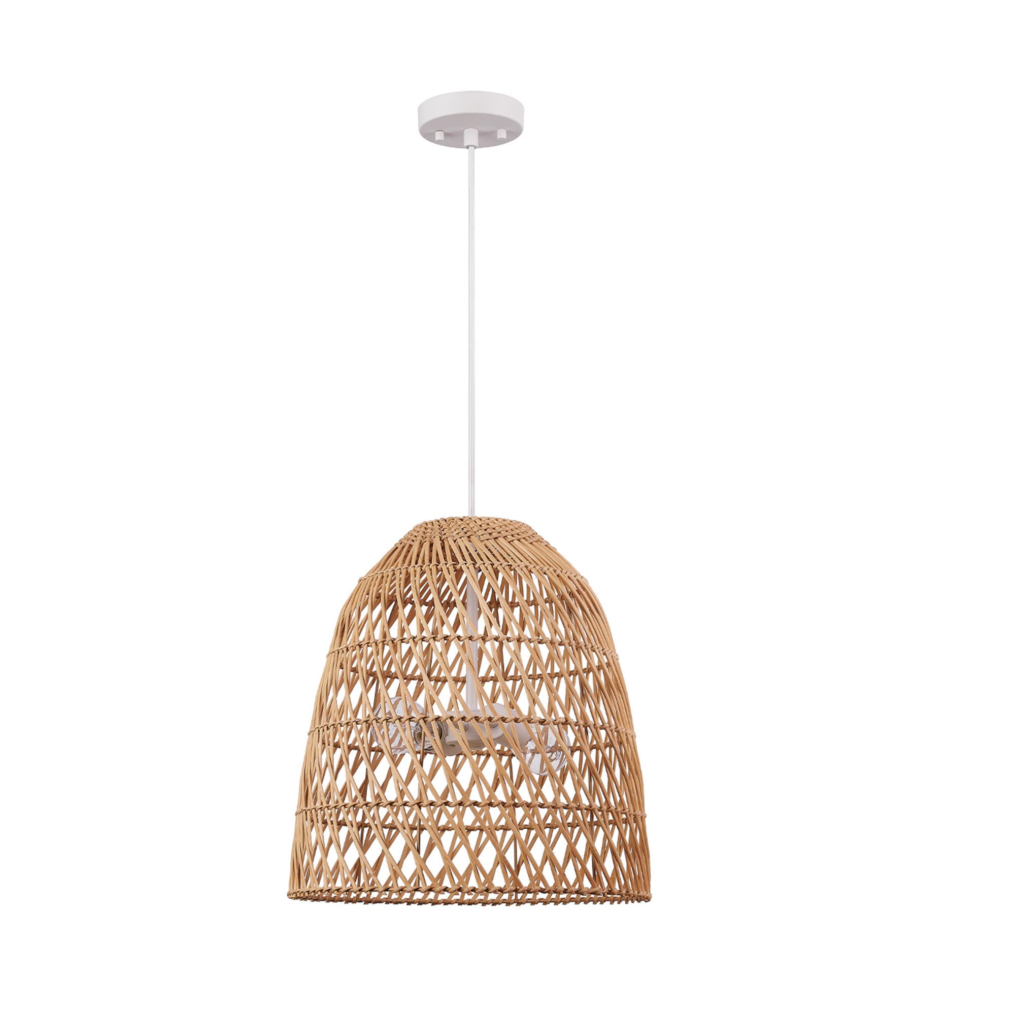 Globe Electric 65940 Galen 2-Light Chandelier, Bamboo Shade, White Canopy and Cord