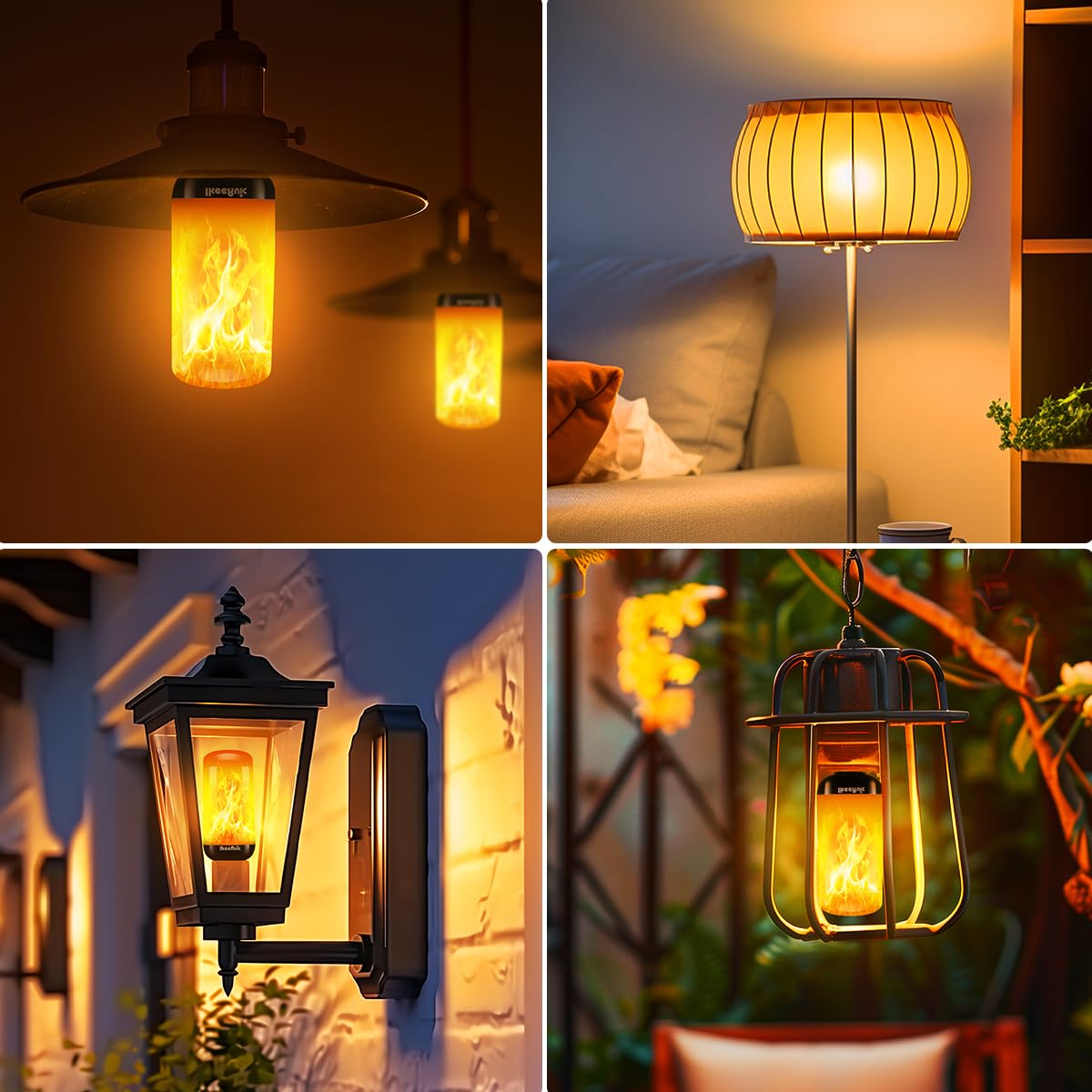 IkeeRuic Gen2 E26 Flame Light Bulbs, Realistic Flickering Orange LED Lights for Indoor & Outdoor Decor, Model 793