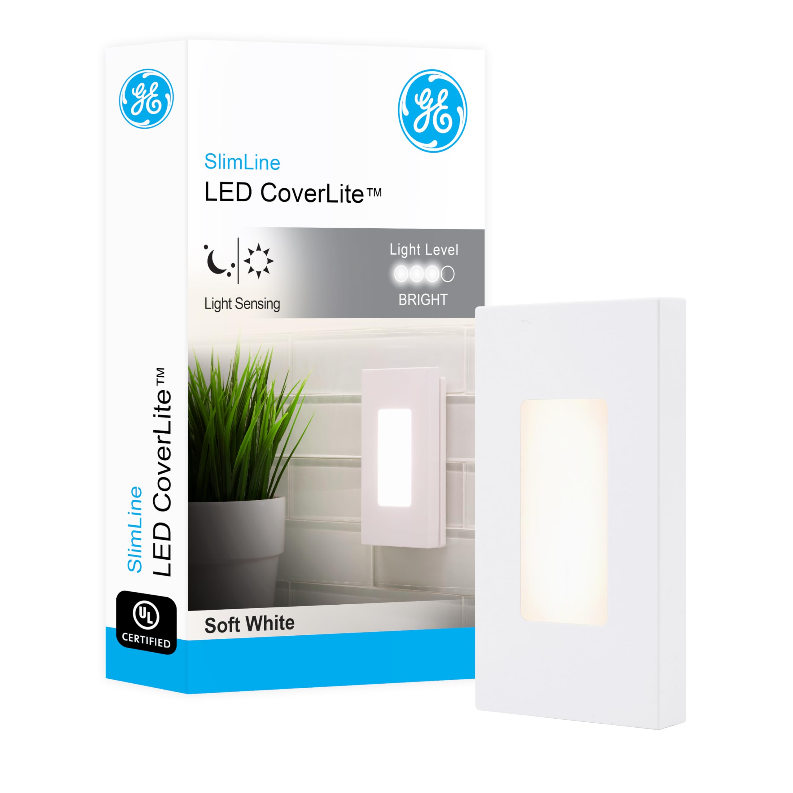 Ge Slimline Coverlite Led Night Light, Plug-In, Dusk To Dawn, Modern Outlet Cover, Ul Certified, Ideal For Bedroom, Nursery, Bat